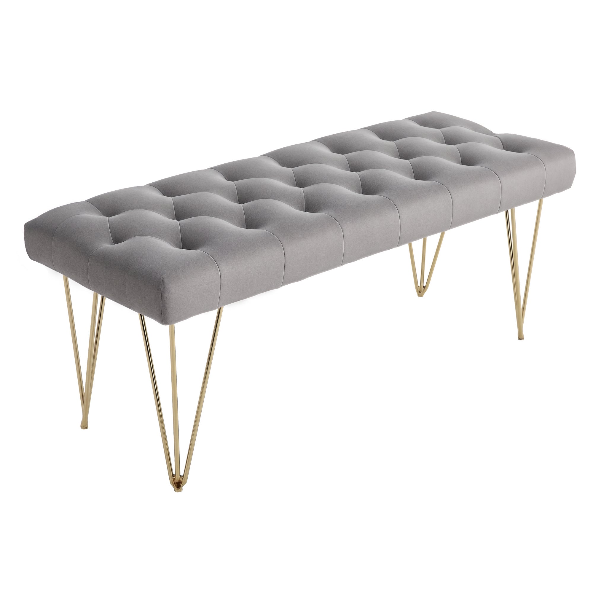 HOMCOM Sitzbank Polsterbank Pianobank Schuhbank mit Samtoptik Bettbank Klavierbank für Schlafzimmer, Wohnzimmer, Flur, Metall Grau 116 x 44,5 x 49 cm