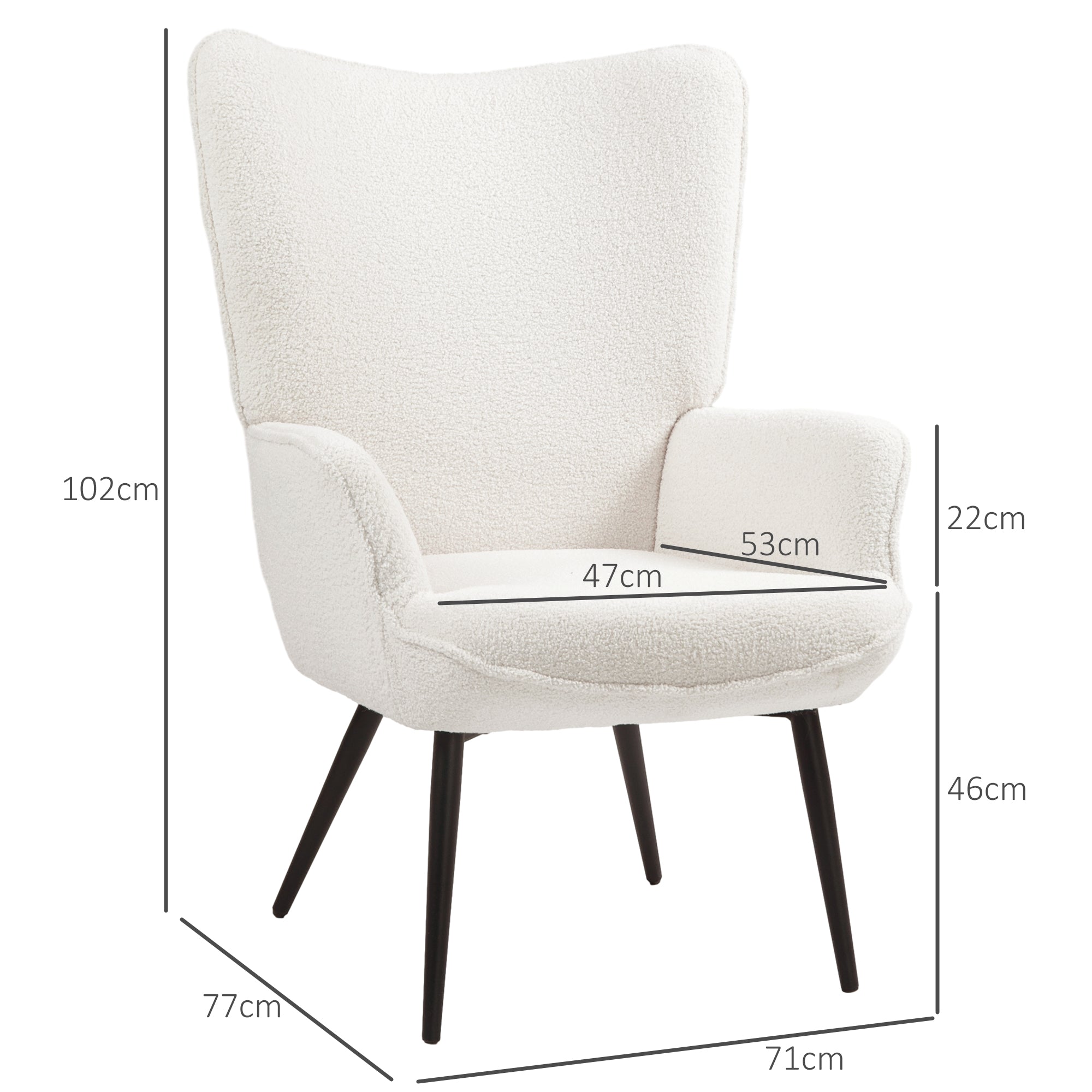 HOMCOM Polsterstuhl, modernes Design, 71x77x102cm, Cremeweiß