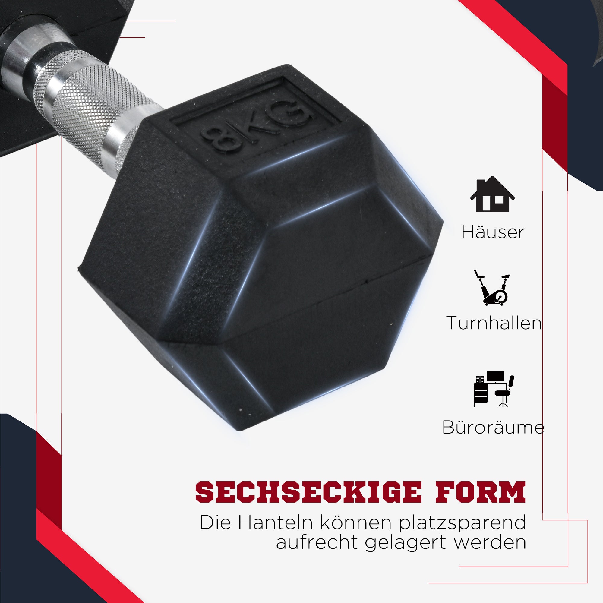 HOMCOM Hantelset, 2er Set Hanteln mit gerändeltem Griff, Kurzhantelset aus Gusseisen, 2 x 6 kg, Kurzhanteln für Männer und Frauen, Dumbbell Set für Zuhause, Fitnessstudio, Krafttraining