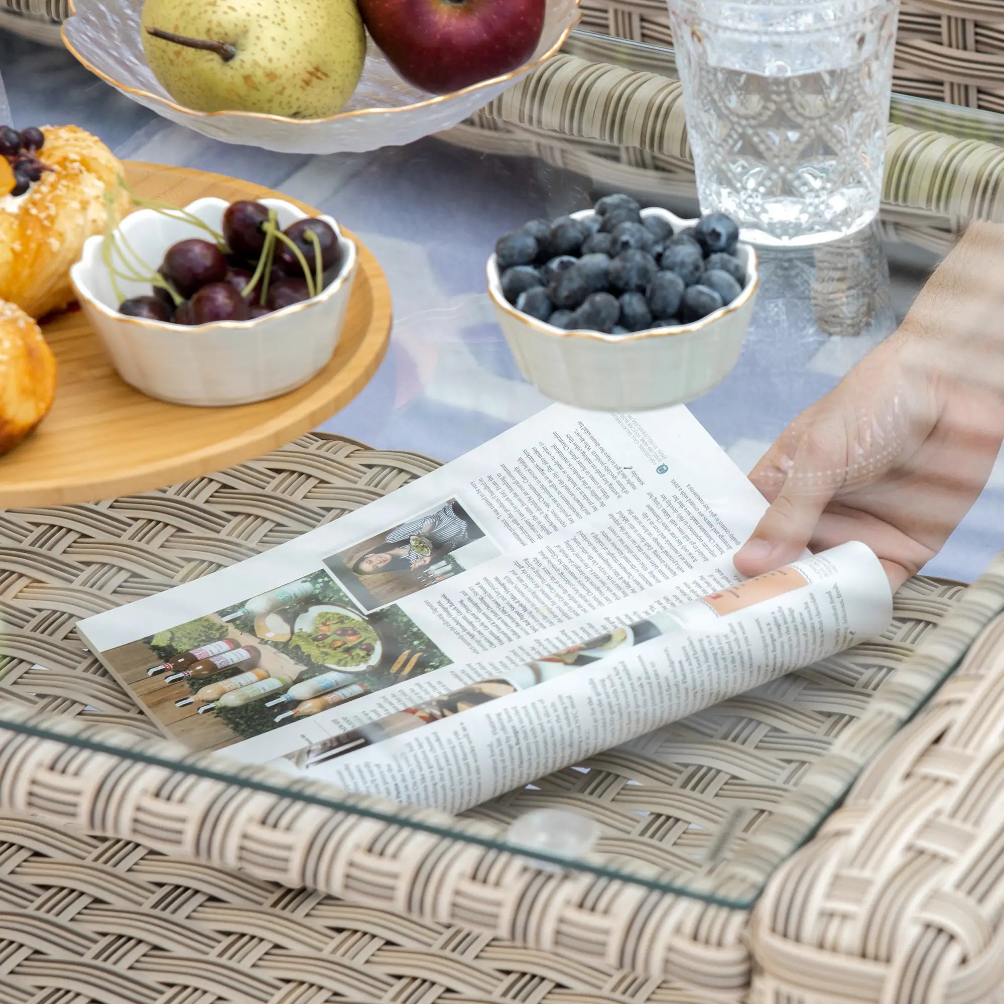 Outsunny Gartenmöbelset Rattan 5-teilig Outdoor Sofa Beistelltisch Aluminium