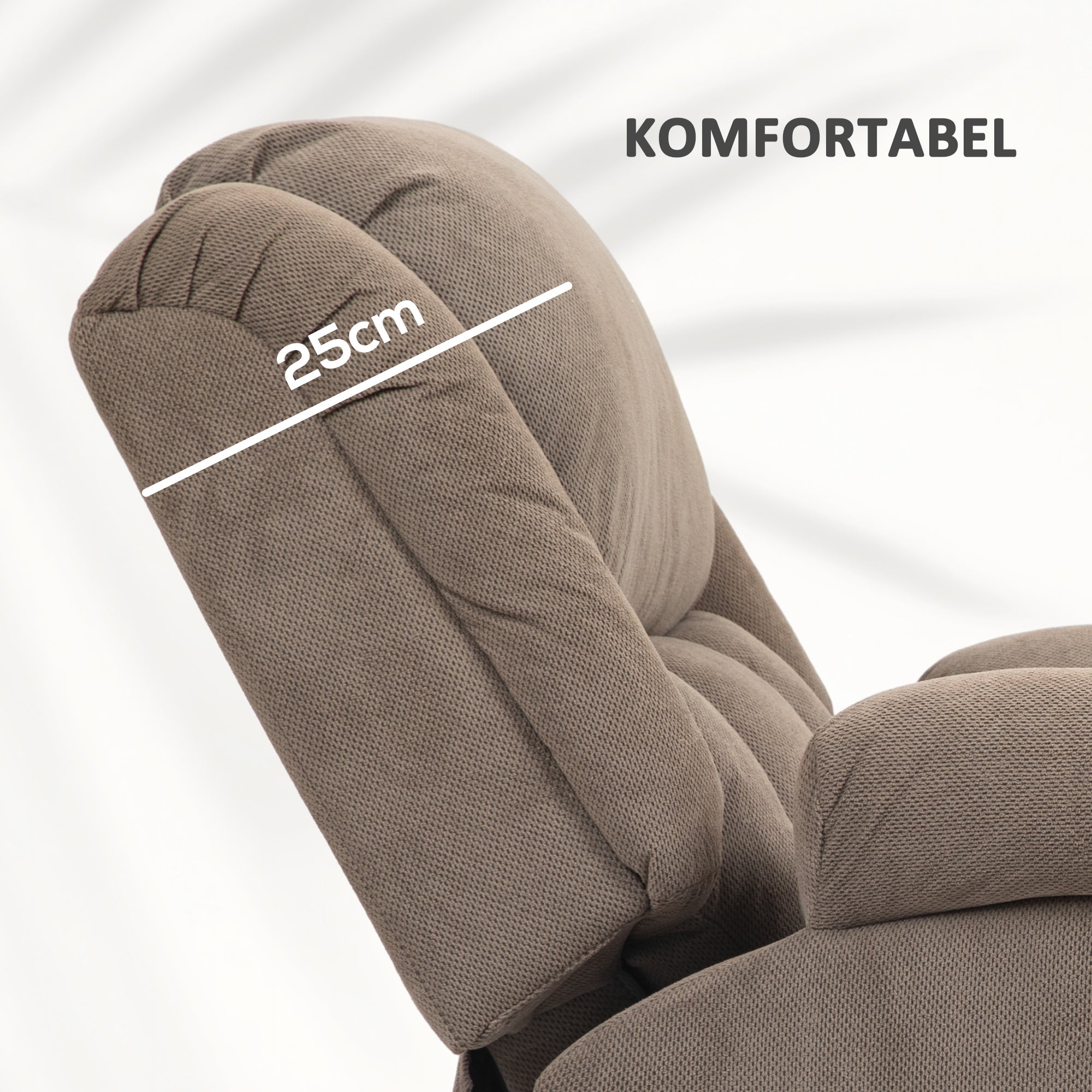 HOMCOM Fernsehsessel mit Massage- und Wärmefunktion, Elektrischer Aufsteh-Sessel, Fernbedienung, Seitentaschen, Hellbraun