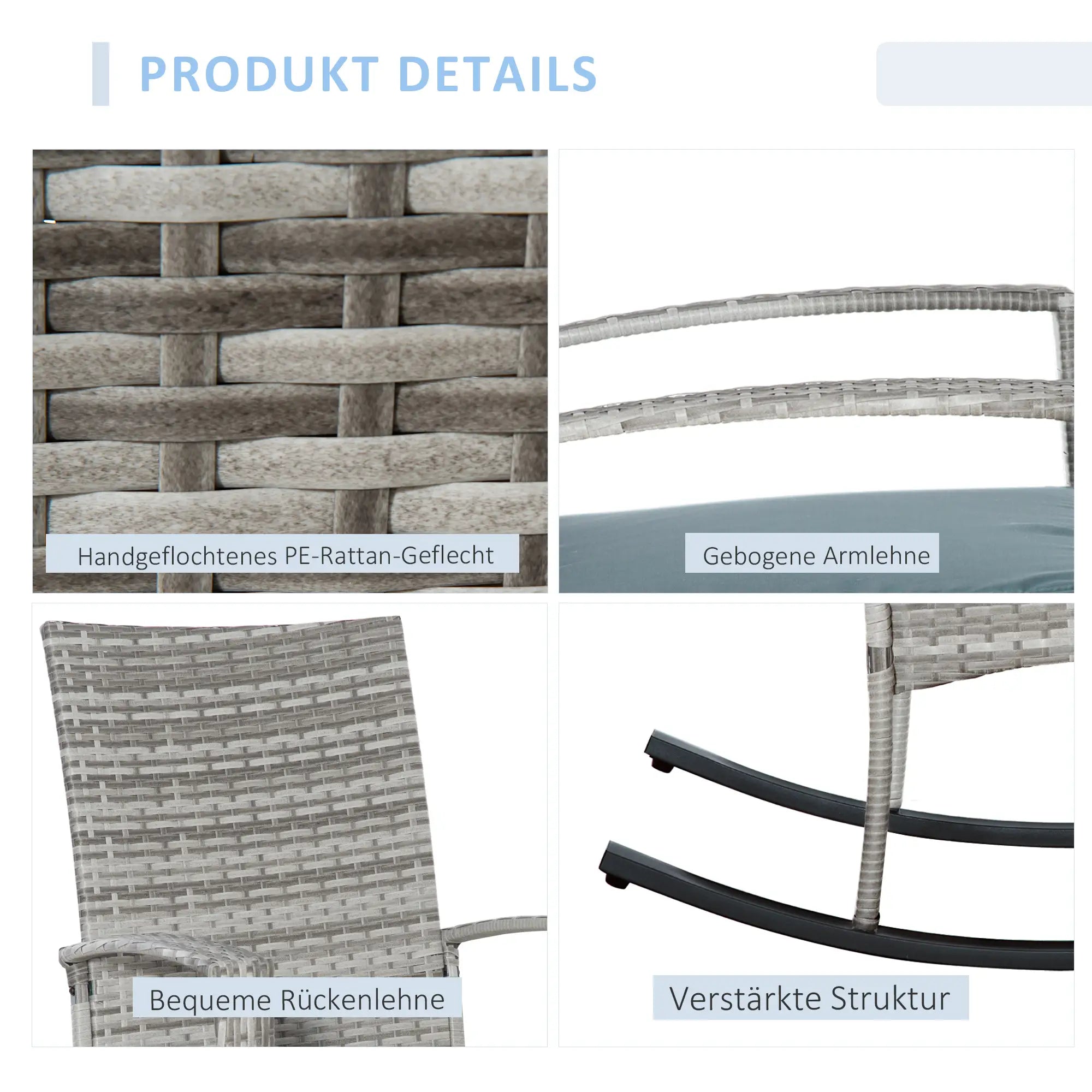 Outsunny Gartenschaukelstuhl Polyrattan Outdoor Handgefertigt