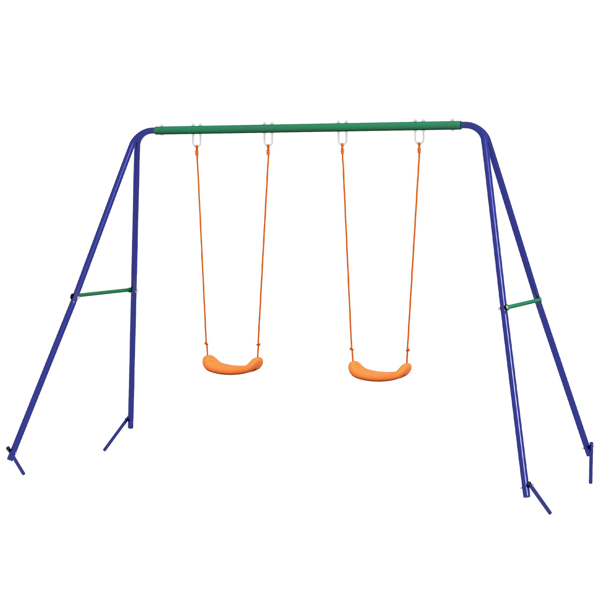 Outsunny Kinder-Schaukelgestell mit 2 Schaukelsitzen, für 3-8 Jahre, Stahl, 2,7 x 1,6 x 1,8 m