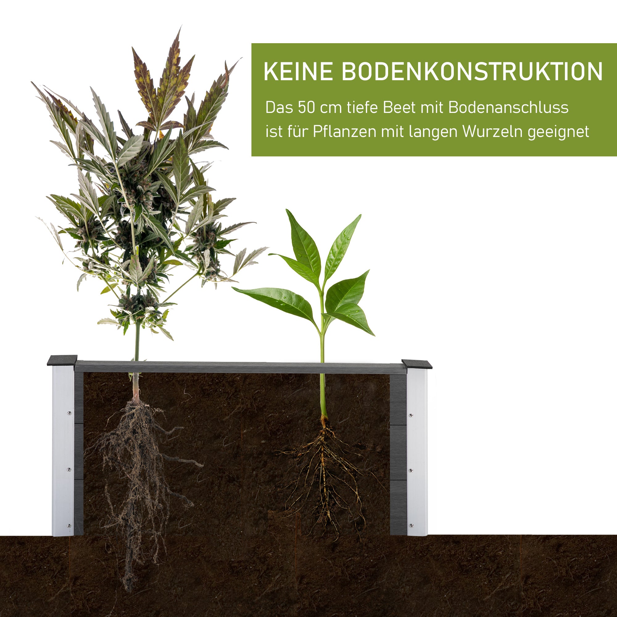 Outsunny Hochbeet Aluminium, Pflanzbeet Frühbeet Gartenbeet Blumenkasten wetterfest, ohne Boden, Pflanzkasten 100x50x55,5cm für Terrasse, Balkon, Blumenkasten für Blumen, Pflanzen, Grau