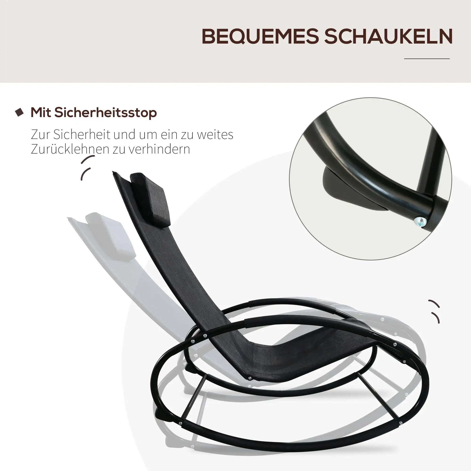 Outsunny Schaukelstuhl Gartenliege mit Kopfkissen Outdoor
