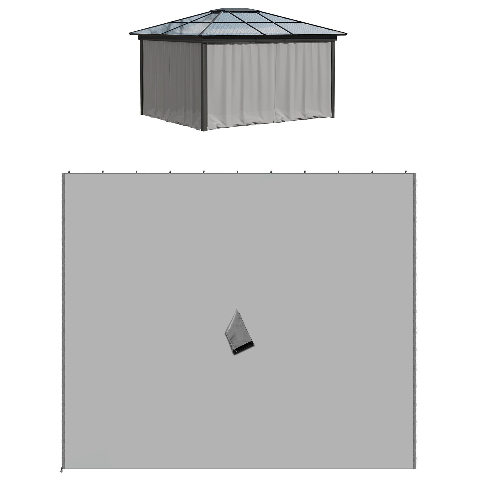 4 Seitenteile 3x3 m für Pavillon, hellgrau, mit Haken