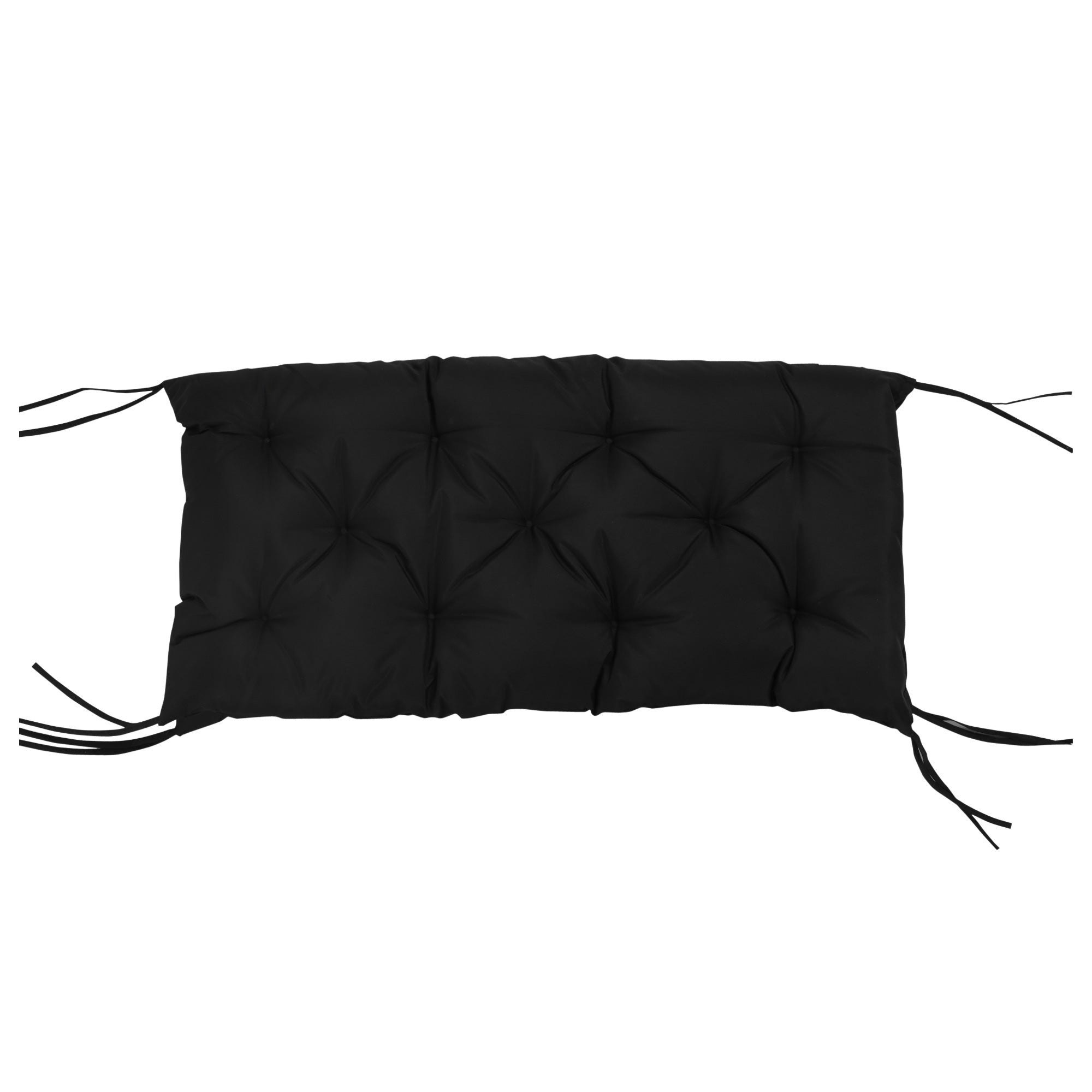 Outsunny 3 Sitzer Bankauflage 100x98x8 cm Bankkissen mit Bändern, Bankpolster für Gartenmöbel Hollywoodschaukel, Schwarz