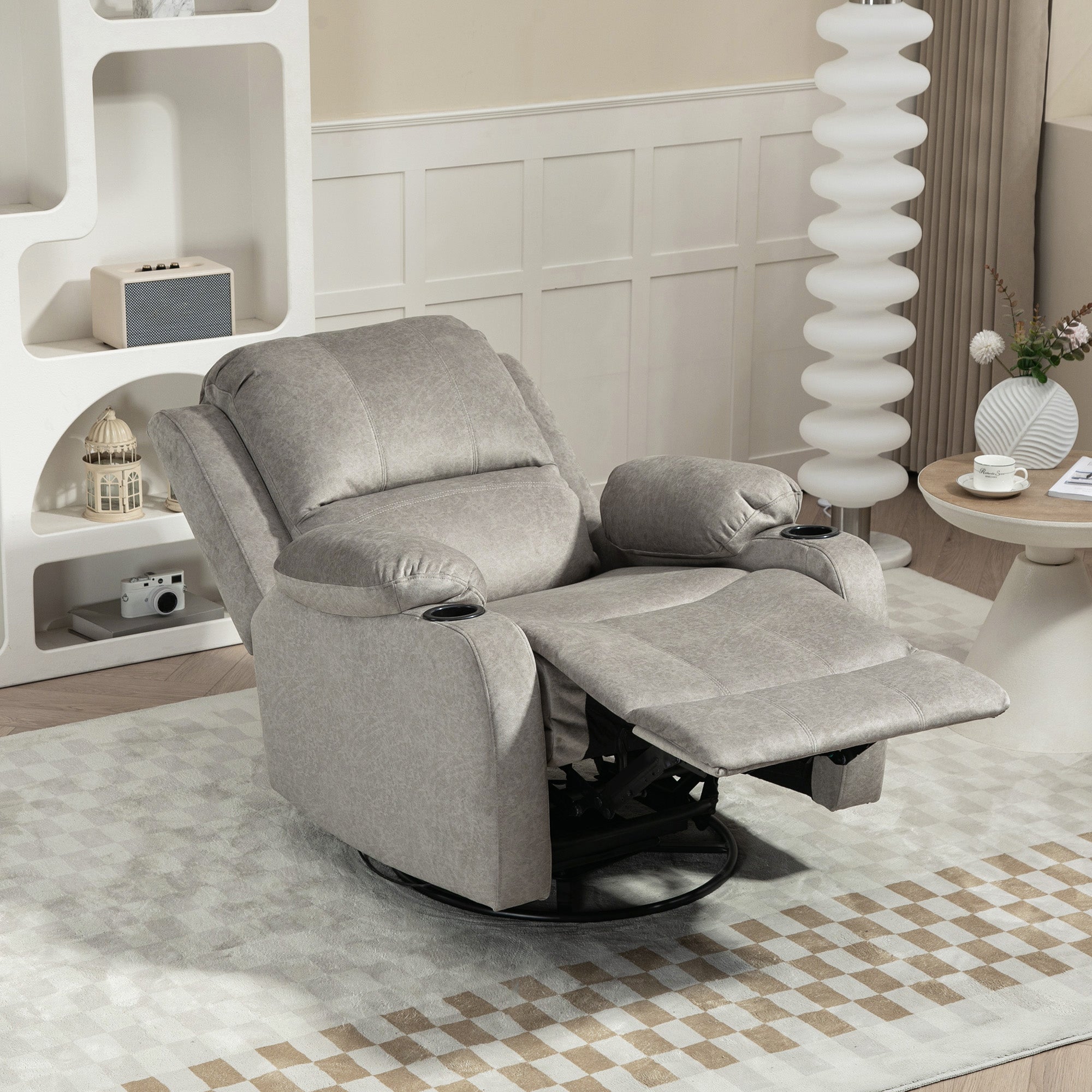 HOMCOM Relaxsessel mit Fußstütze und Liegefunktion, inkl. Getränkehalter, bis 150 kg, Braun