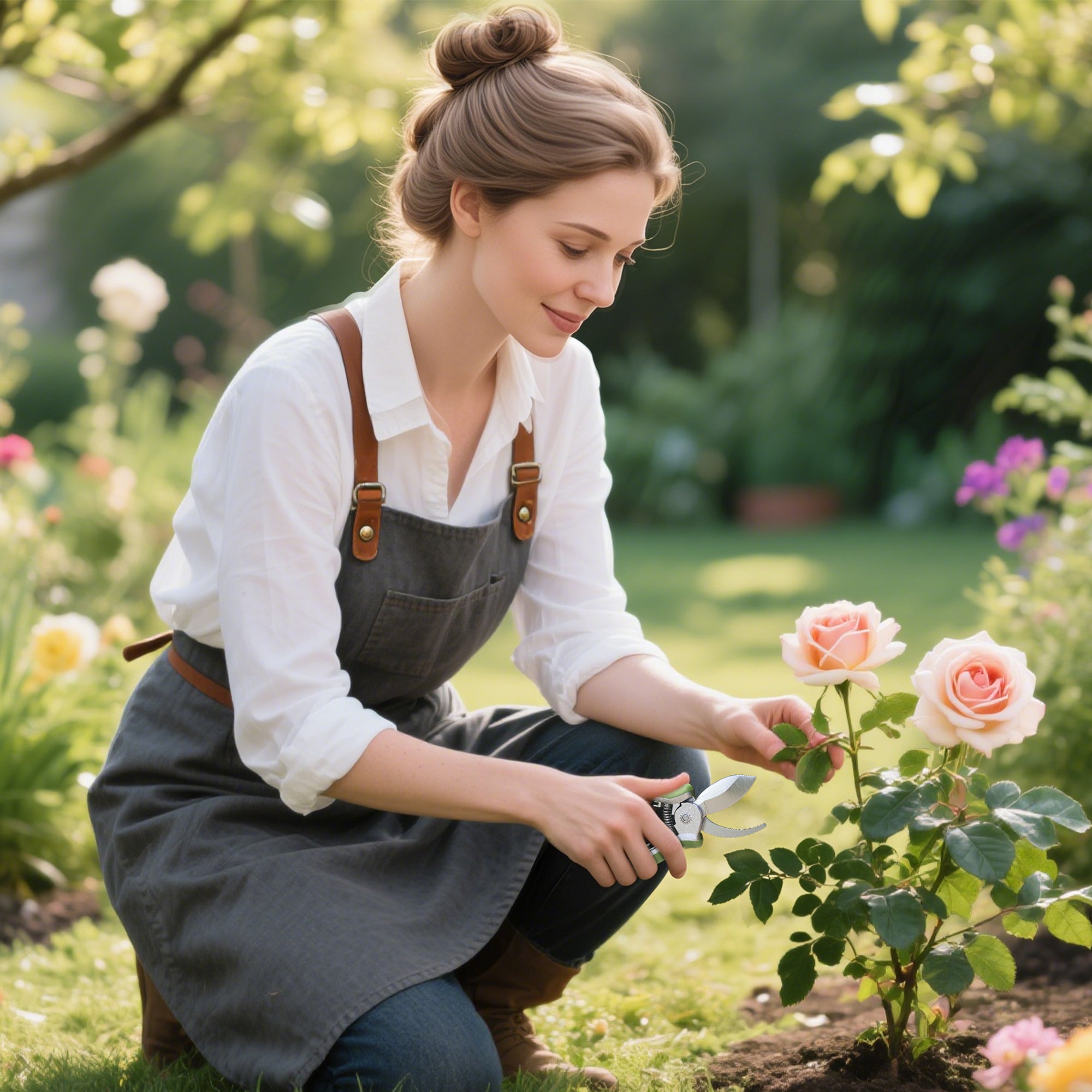 Outsunny Gartenwerkzeug Set 2 Stück Garten Werkzeug aus Edelstahl Gartengeräte mit Gartenschere Astschere Grün+Silber