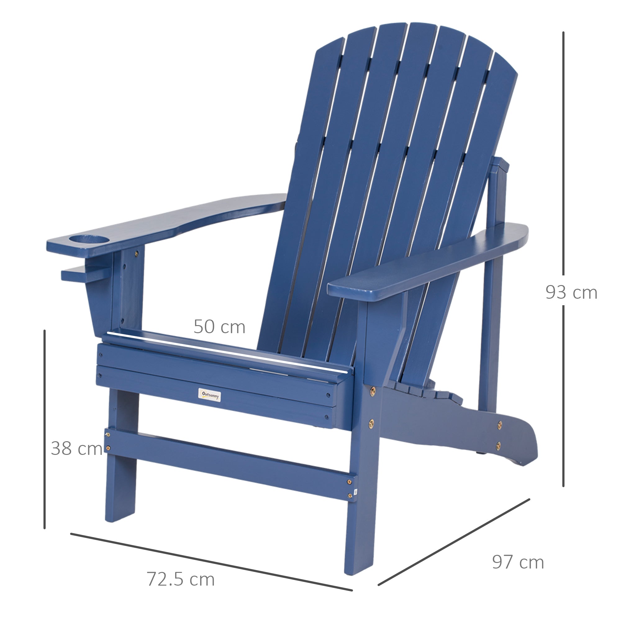 Outsunny Andirondack-Gartenstuhl Gartenstuhl Liegestuhl, verstellbare Rückenlehne, 72B x 94T x 93H cm, Blau