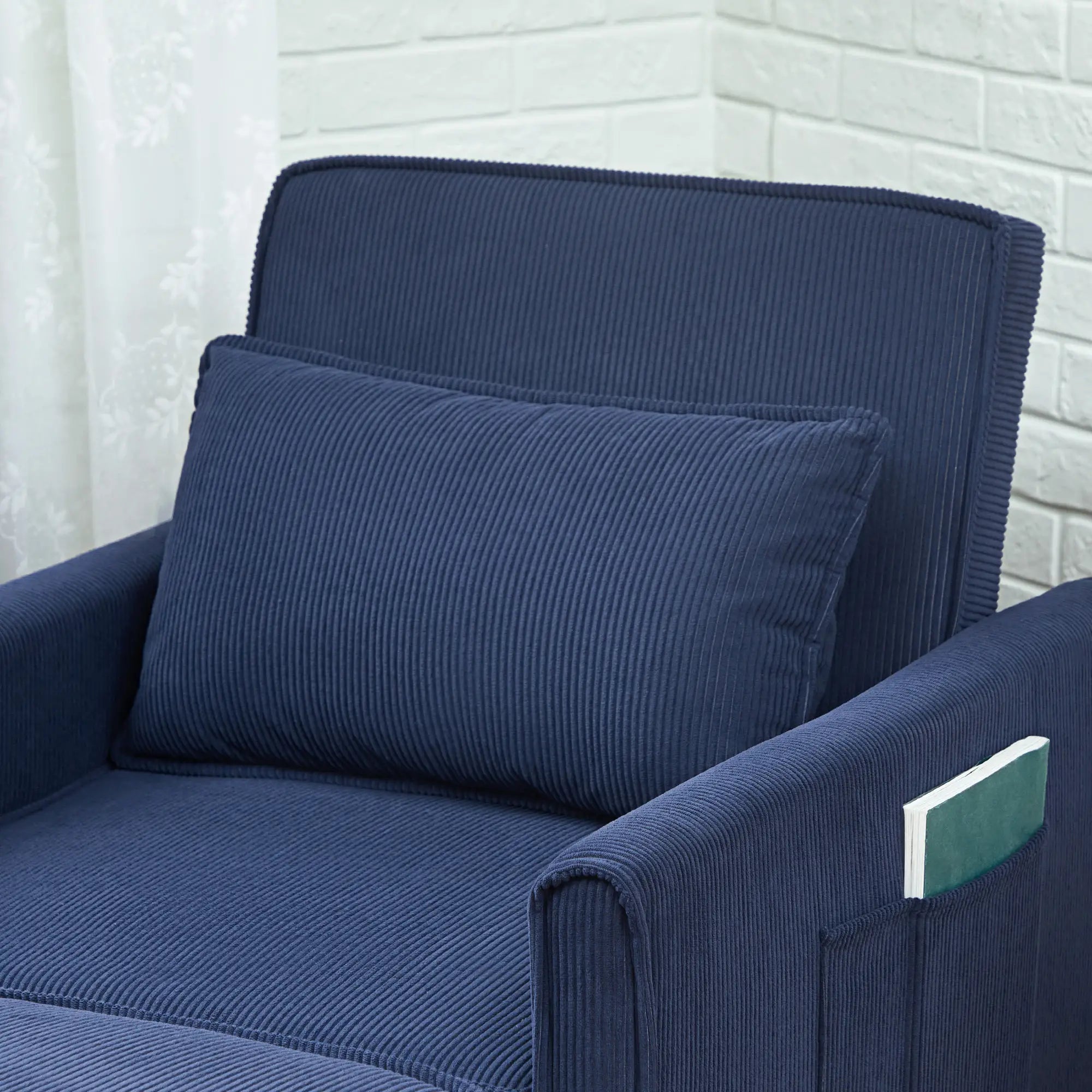 HOMCOM Schlafsessel, verstellbar, 3 Positionen, Cordbezug, bis 120 kg, Blau