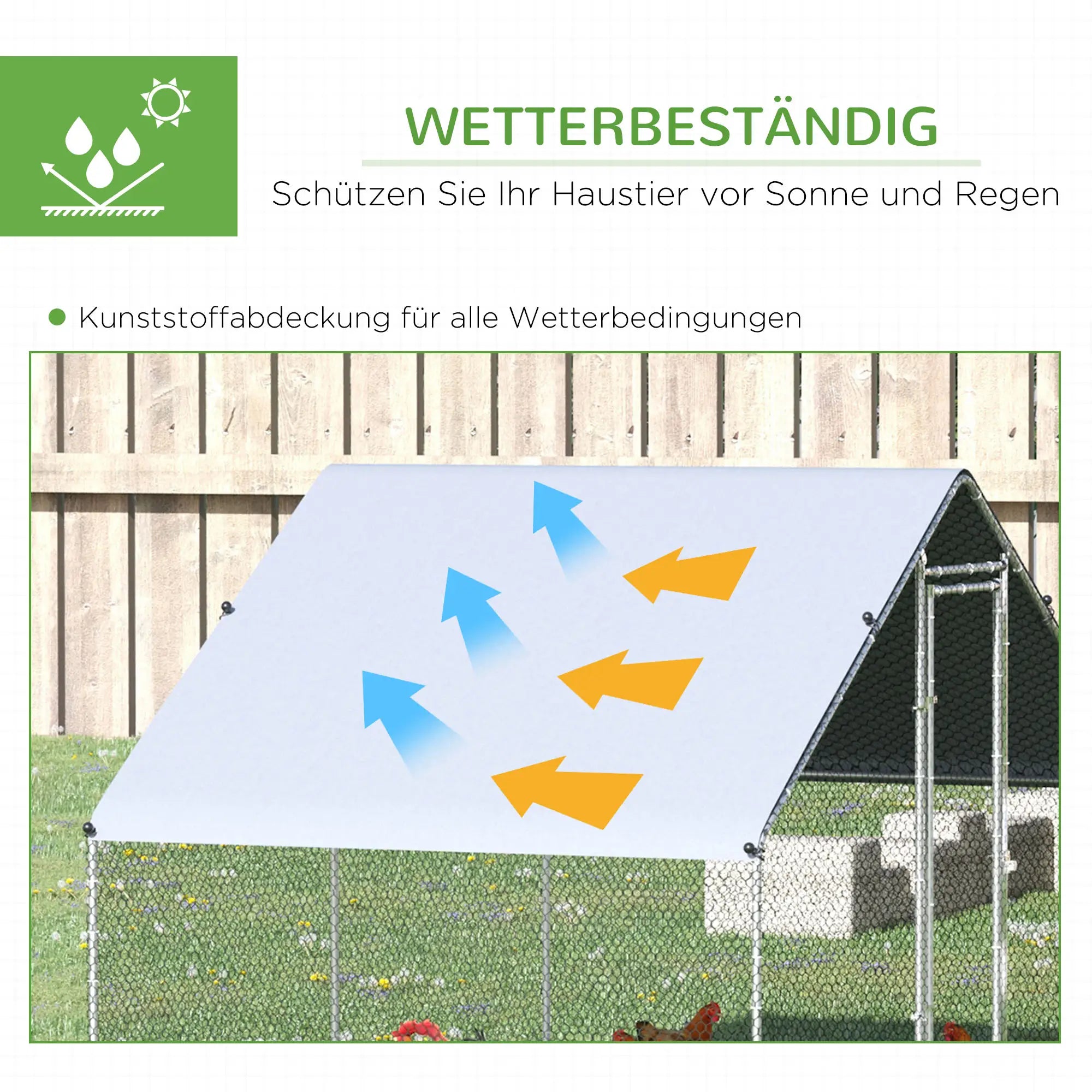 PawHut Hühnerstall Freilaufgehege Outdoor mit Abdeckung Tür