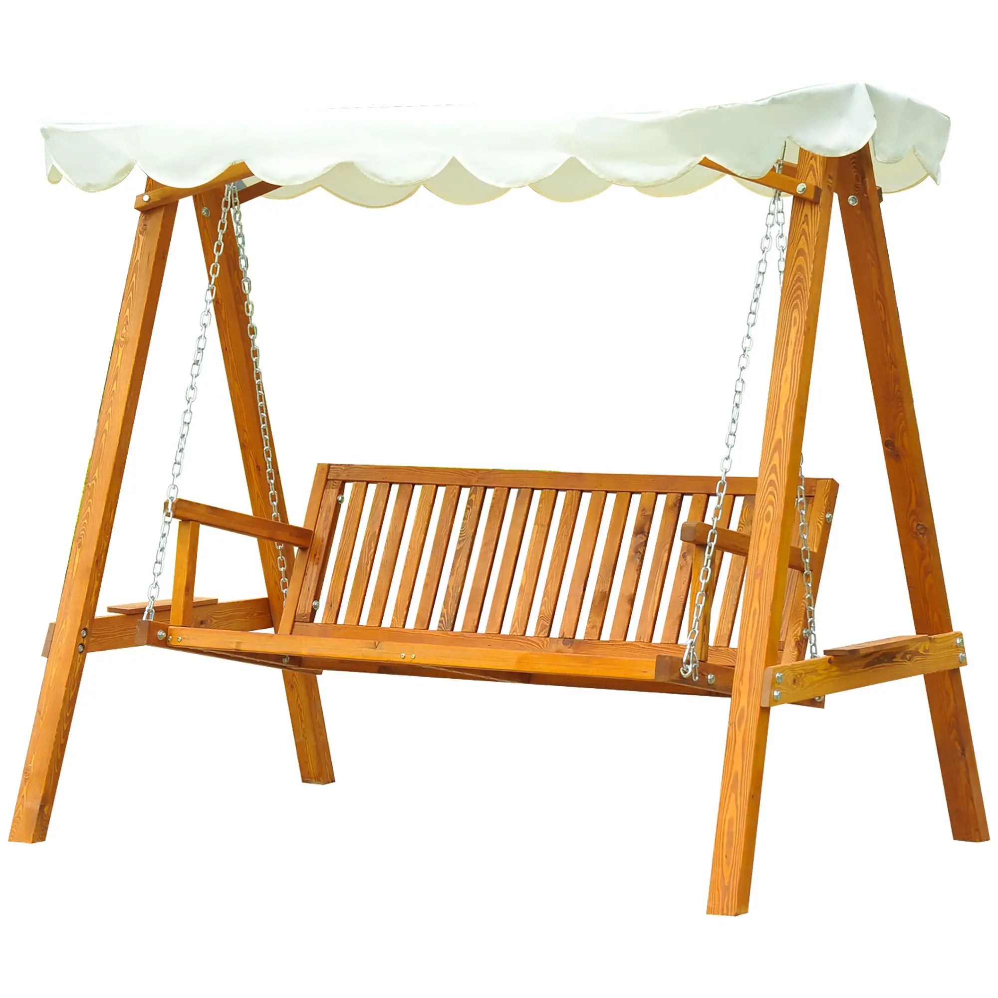Outsunny Hollywoodschaukel Gartenschaukel 3-Sitzer mit Sonnendach Lärche
