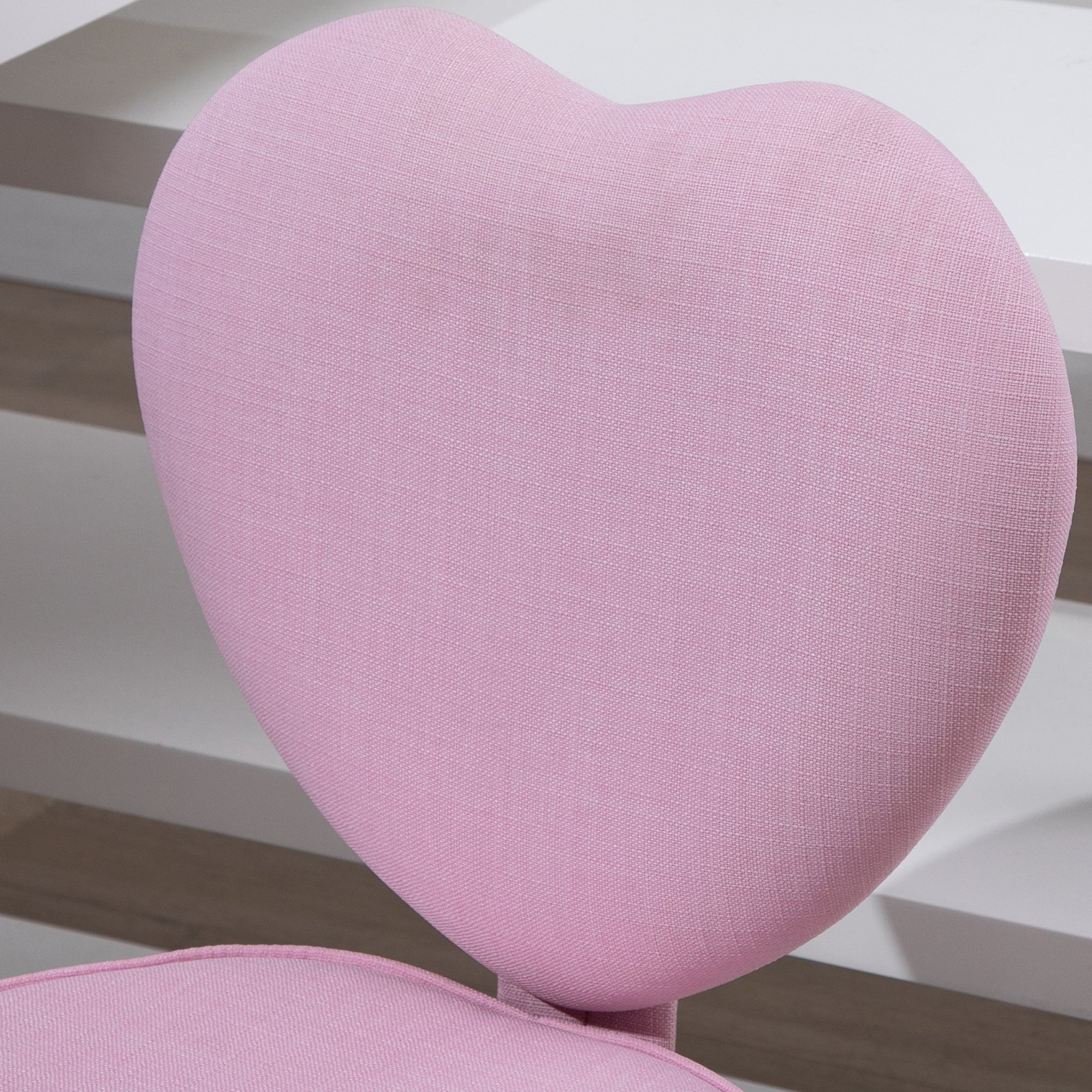HOMCOM Drehstuhl, niedliches Herz-Design, höhenverstellbar, Stoffbezug in Leinenoptik, rosa, 42 x 50 x 79-89 cm