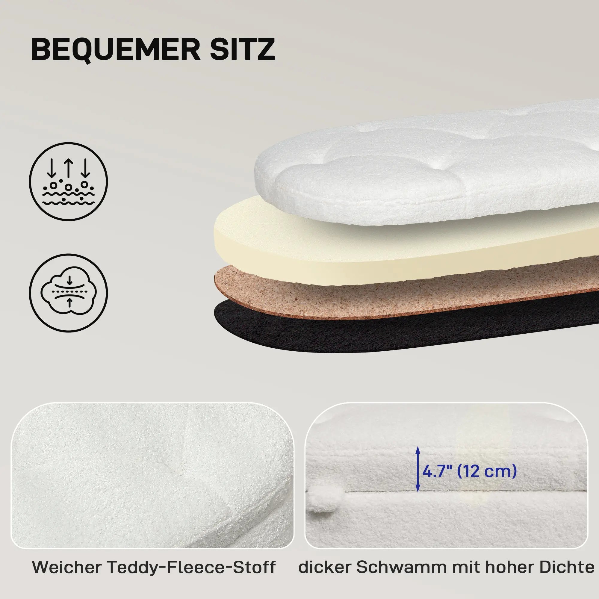 HOMCOM Sitzbank mit Stauraum 114?×?47?×?46,5?cm Weiß