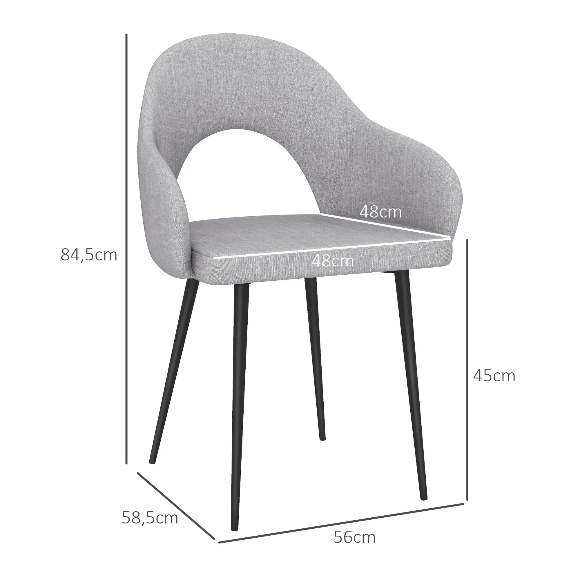 HOMCOM Polsterstuhl Relaxsessel ergonomische Lehne Leinen Grau