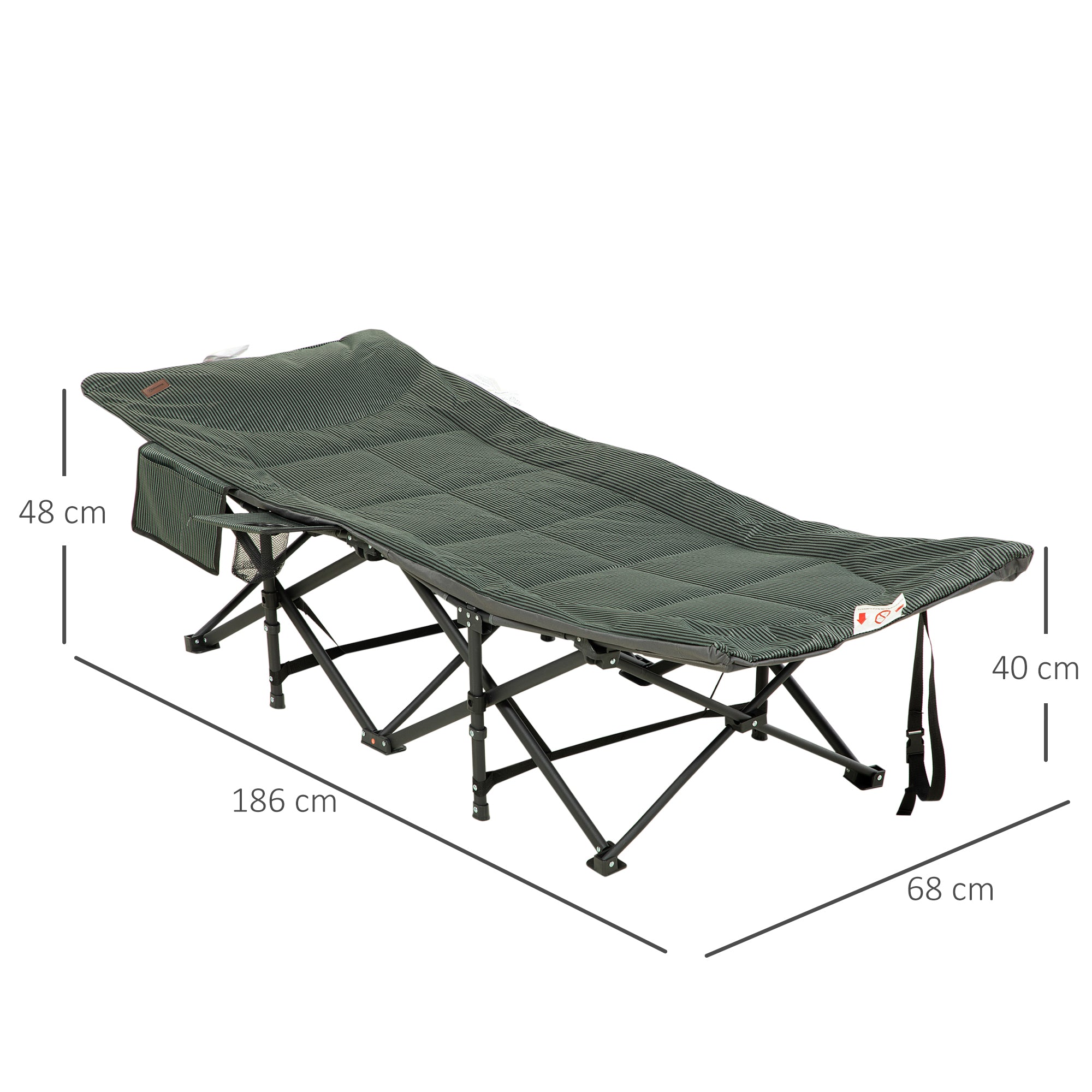 Outsunny Sonnenliege, klappbar, neigbare Rückenlehne, mit Becherhalter, bis 120 kg, 68 x 186 x 48 cm, Grau