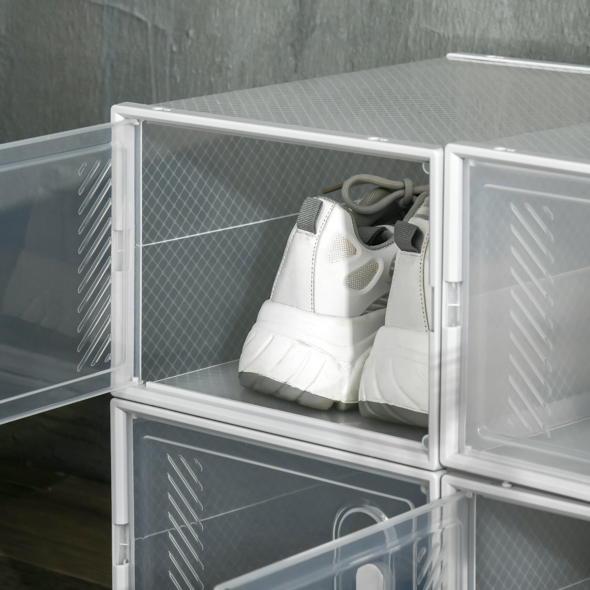 HOMCOM Modulares Regalsystem mit 8 Fächern, Steckregal, 25 cm x 35 cm x 19 cm, Transparent