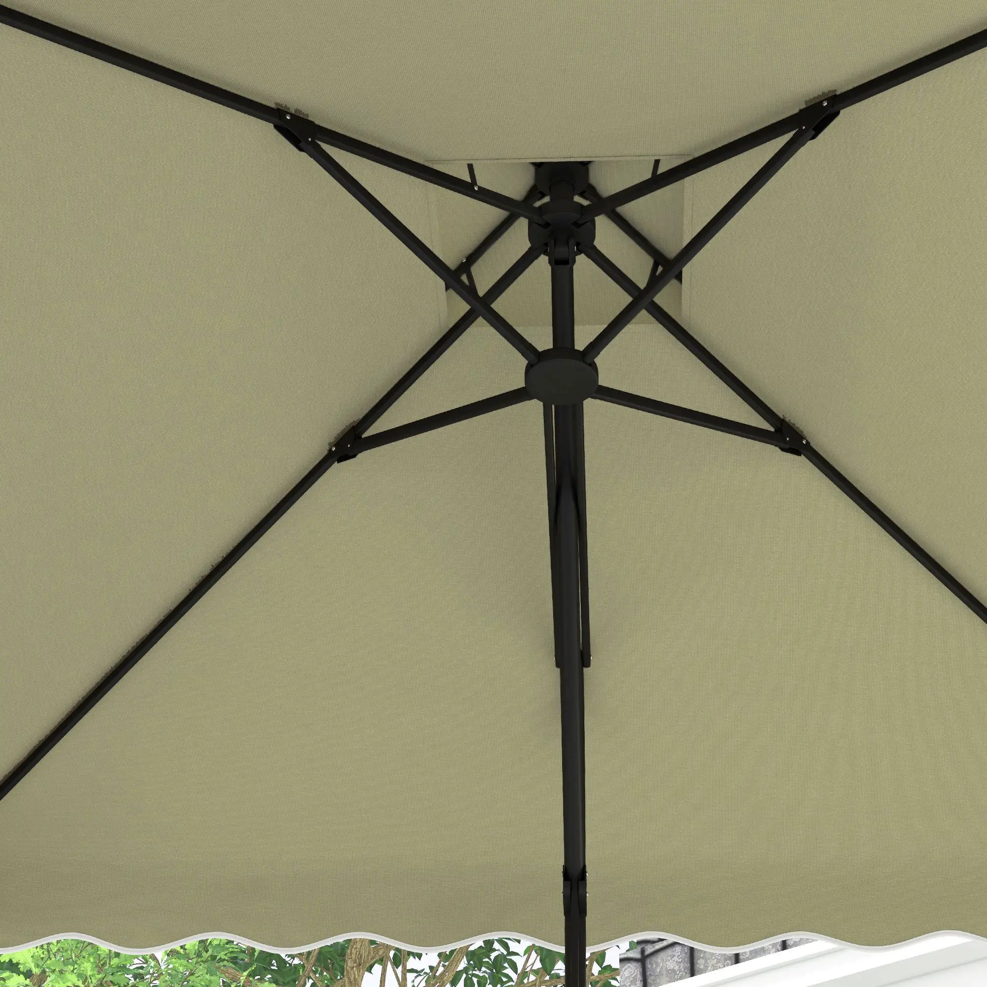 Outsunny Gartenschirm, Ampelschirm, dekorativer Rand, Lüftungsdach, Metallgestell, 2,4x2,4x2,6m, Beige