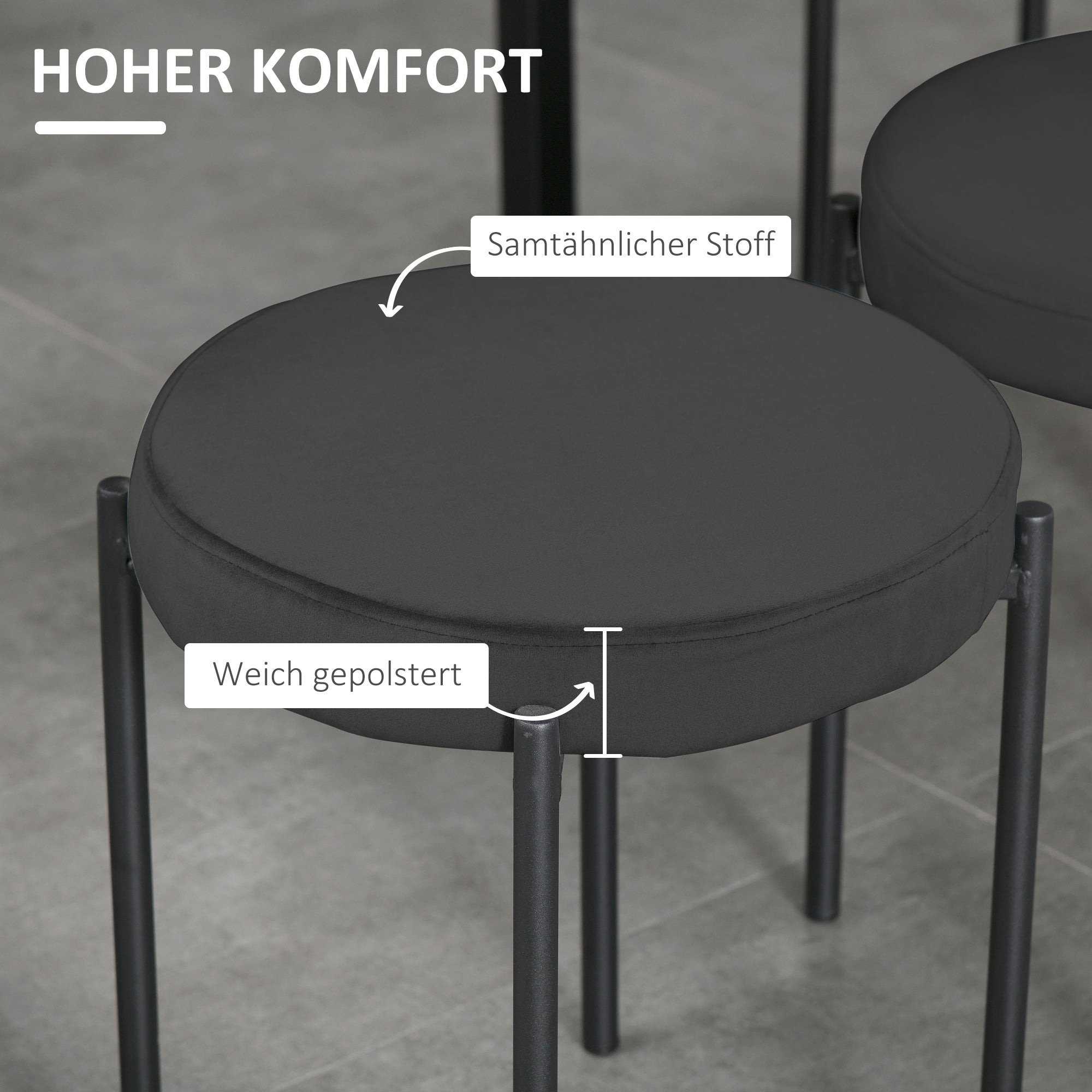 HOMCOM Esszimmerstuhl Akzentstuhl Küchenstühle, 41,5 cm x 41,5 cm x 46 cm, Schwarz