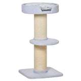 PawHut Kratzbaum 91 cm Katzenturm mit Sisalstämme, Plattform, Kissen mehrstöckiger Katzenkratzbaum, Kletterbaum, für mittelgroße Katzen, Hellblau, 45cm x 45cm x 91cm