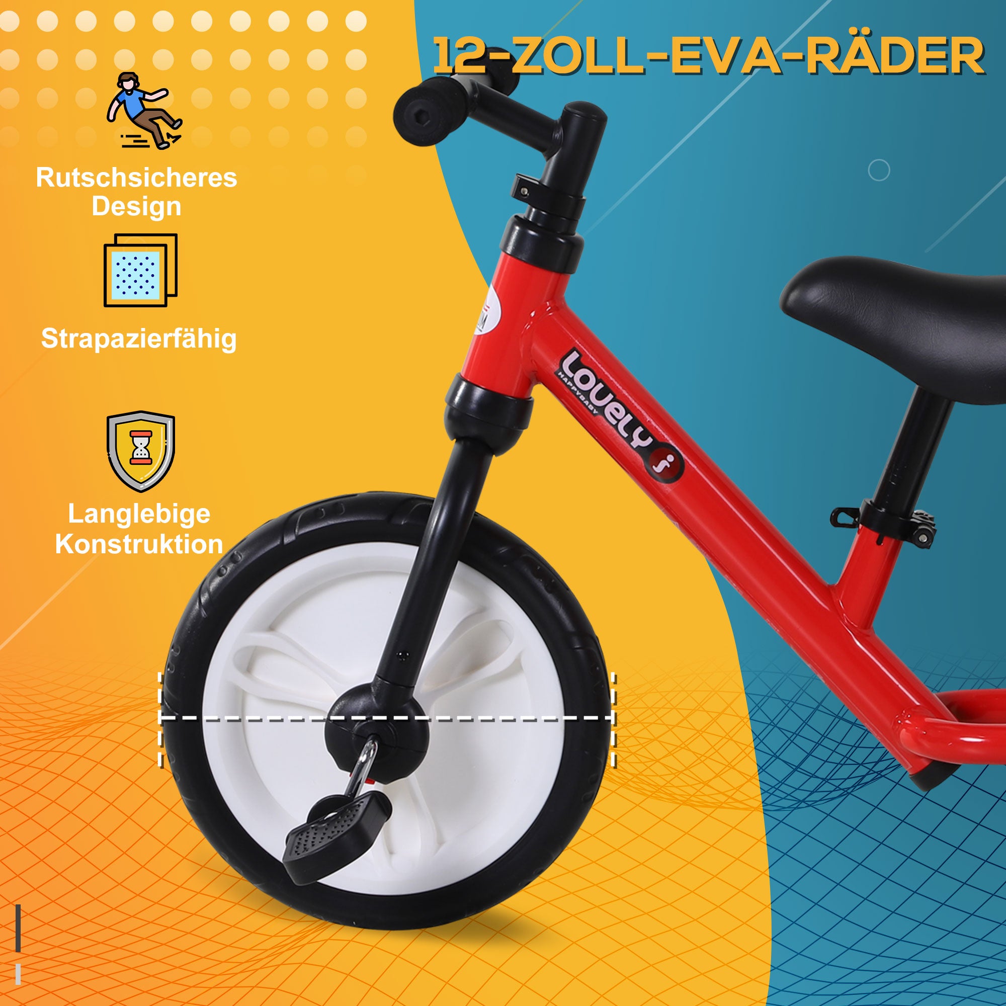 HOMCOM Kinder Laufrad, Lauflernrad, Kinderfahrrad, 2-in-1, Kinderrad mit Stützrädern und Pedalen, 2-5 Jahre, Sitzhöhenverstellbar, PP, Rot, 85 x B36 x H54 cm
