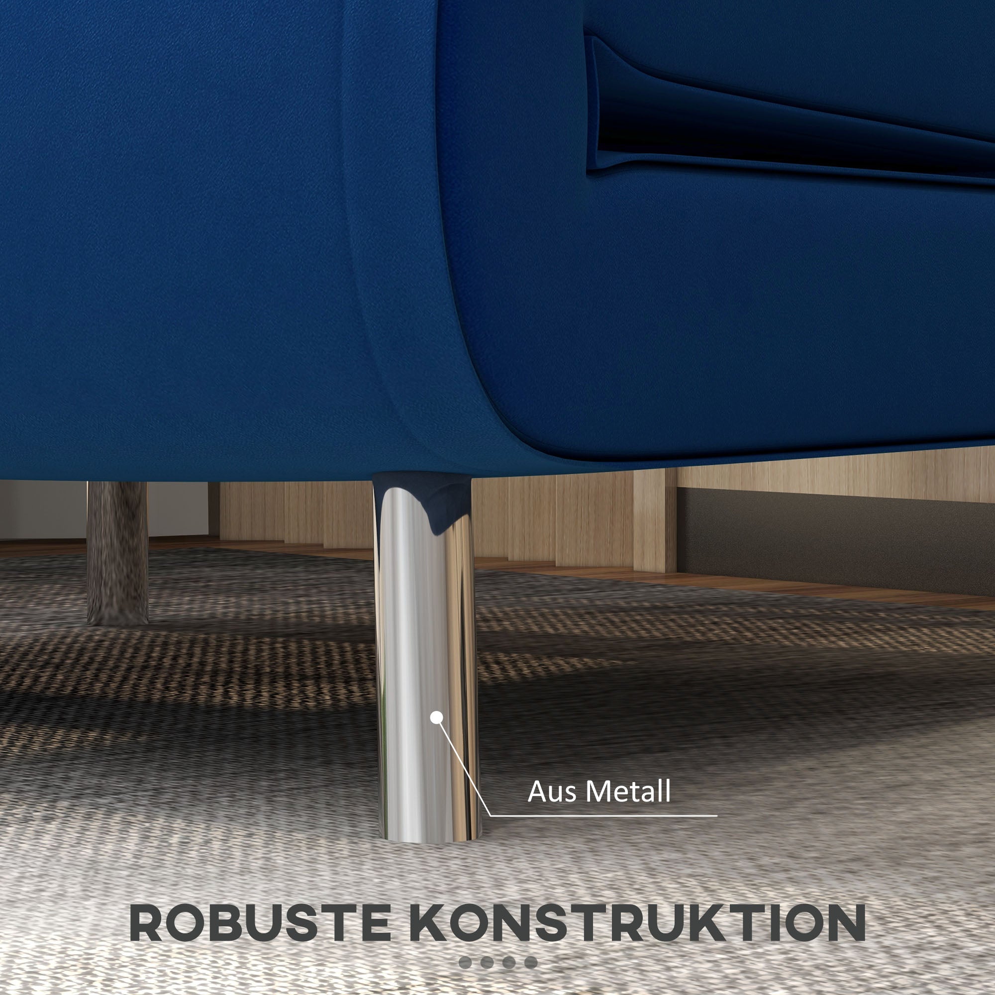 HOMCOM Liegesessel Sessel mit Liegefunktion Schlafsessel, Knopfheftung, Leinenoptik, 77 cm x 88 cm x 83 cm, Blau