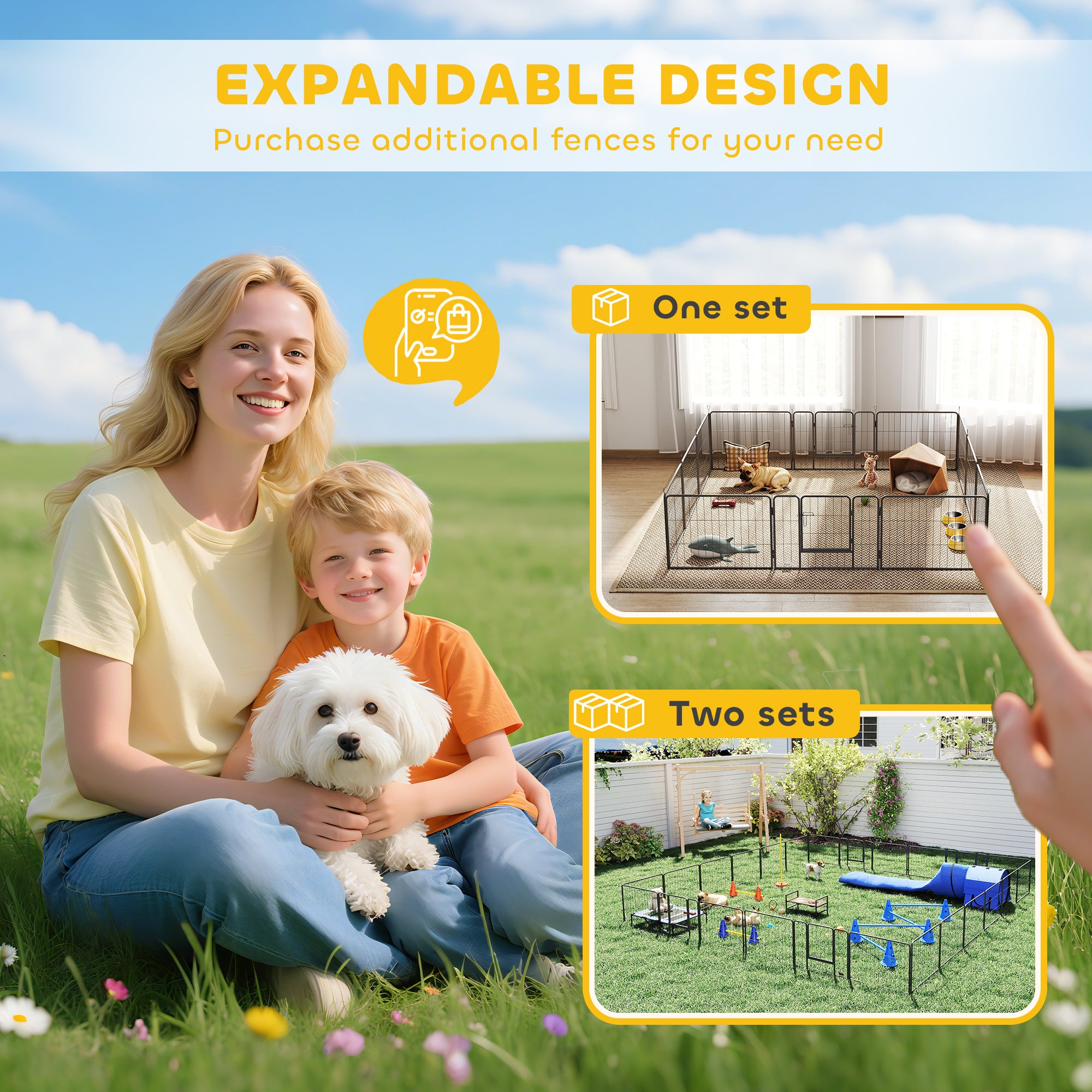 PawHut Haustiergehege, Welpenauslauf, Welpengitter, 12 Paneele, Outdoor u.  Indoor, Schwarz