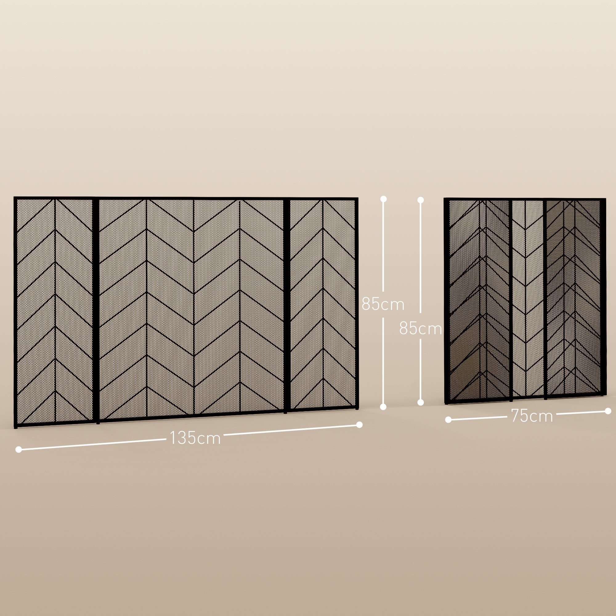 HOMCOM Funkenschutz für Kamine, eleganter Funkenfänger, faltbar, beschichtet, Schwarz, 135 x 85 cm