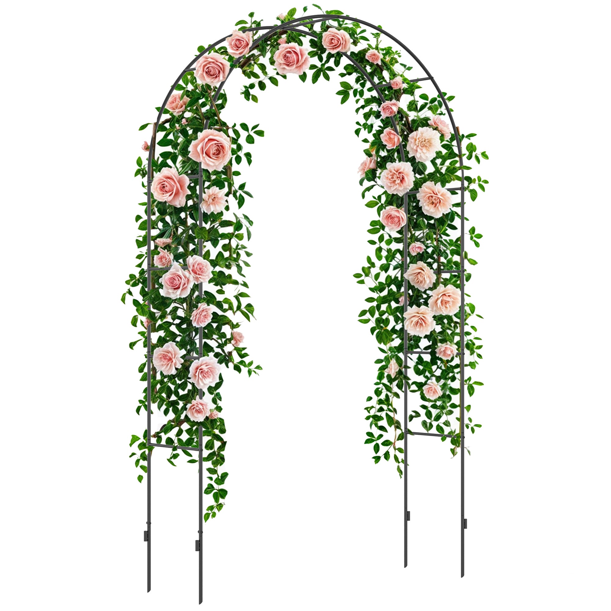 Outsunny Gartenbogen, Rosenbogen, Rankbogen, Rosenspalier Metall, schwarz, 1,40 x 0,40 x 2,40 m