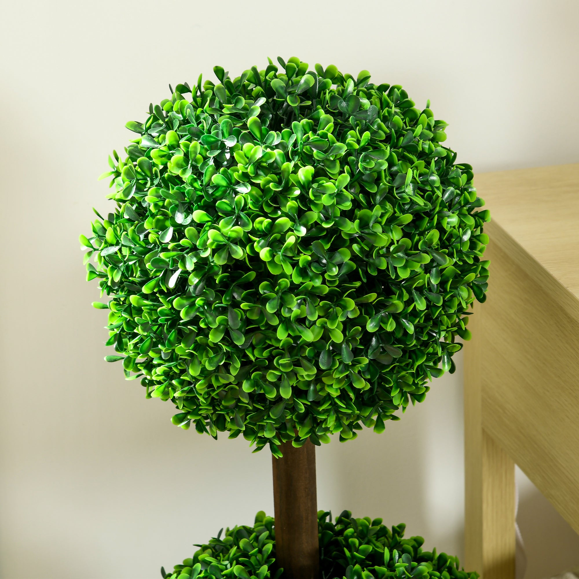 HOMCOM Künstliche Pflanzen, 2er-Set Buchsbaum, 90 cm Kunstpflanze, Kunstbaum, Deko-Pflanze für Indoor und Outdoor, Grün