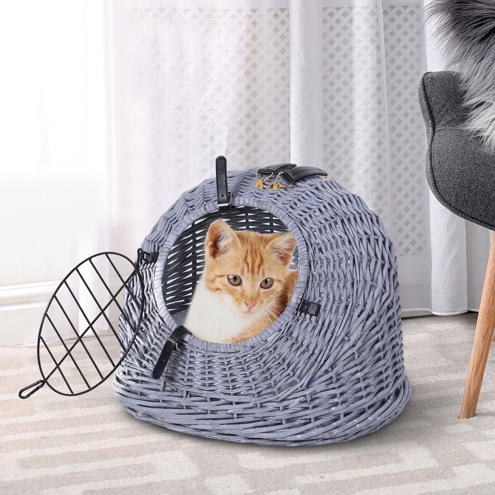 PawHut Katzenkorb Katzenhöhle Weide natürlich gemütliches Plüschkissen