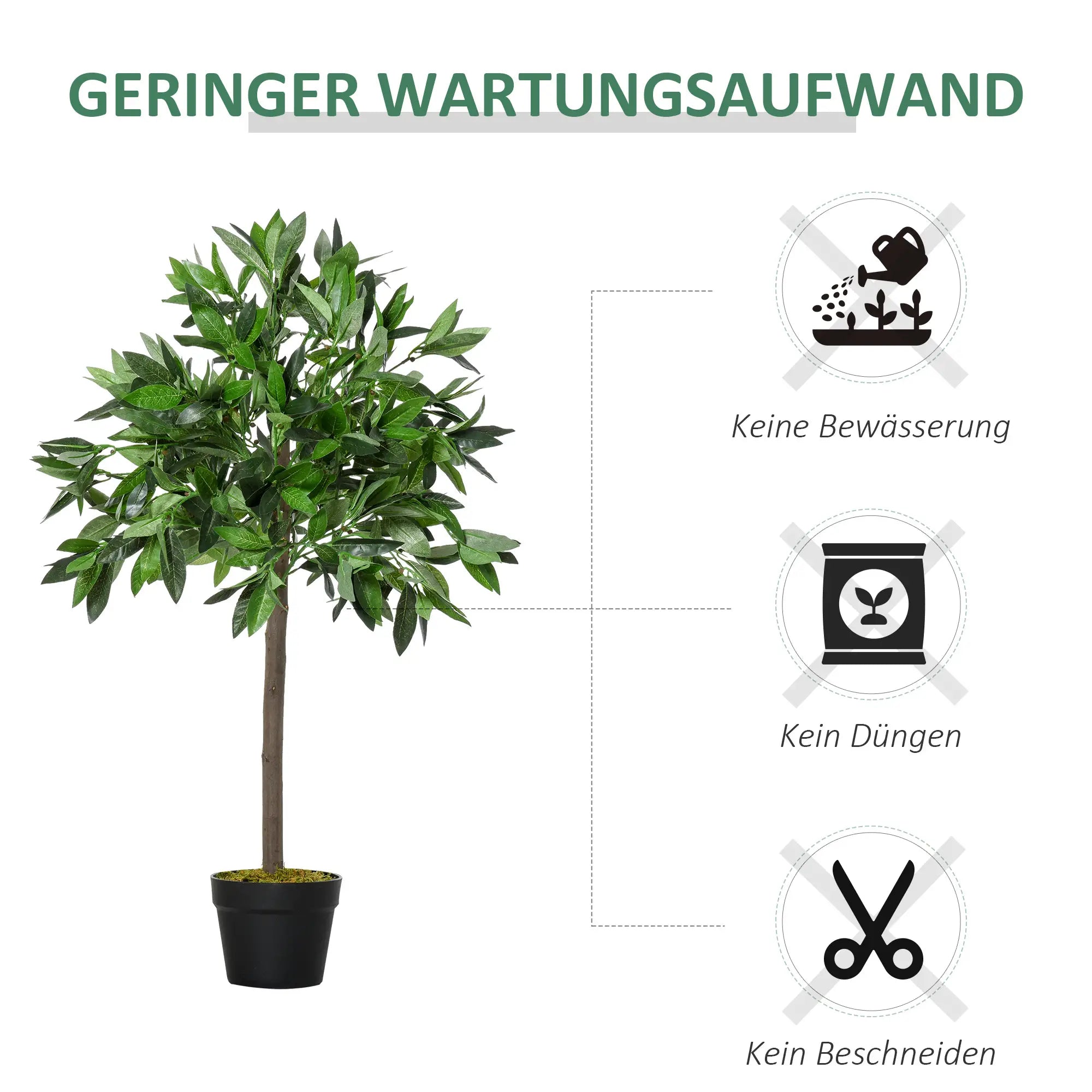 Outsunny 2er-Set Künstlicher Lorbeerbaum 90?cm im Zementtopf