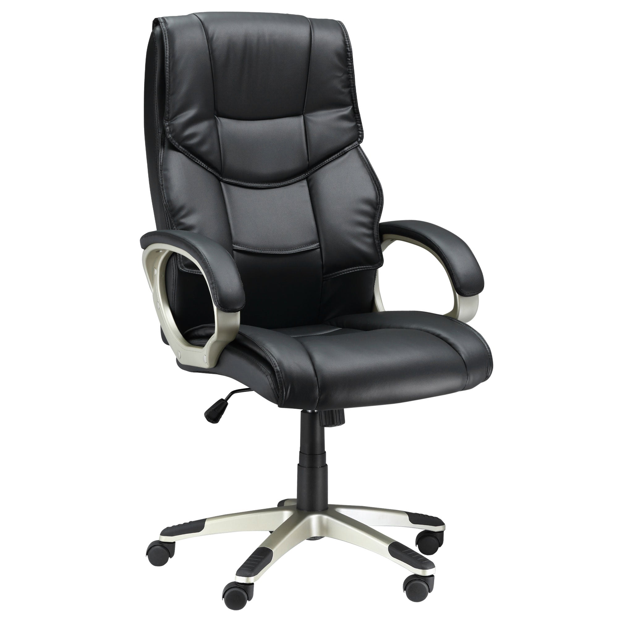 HOMCOM Bürosessel Chefsessel mit Wippfunktion Bürostuhl Schreibtischstuhl Ergonomischer Drehstuhl Sportsitz Hoher Rückenlehne Schwarz Kunsterleder Metall 70 x 58 x 114124 cm