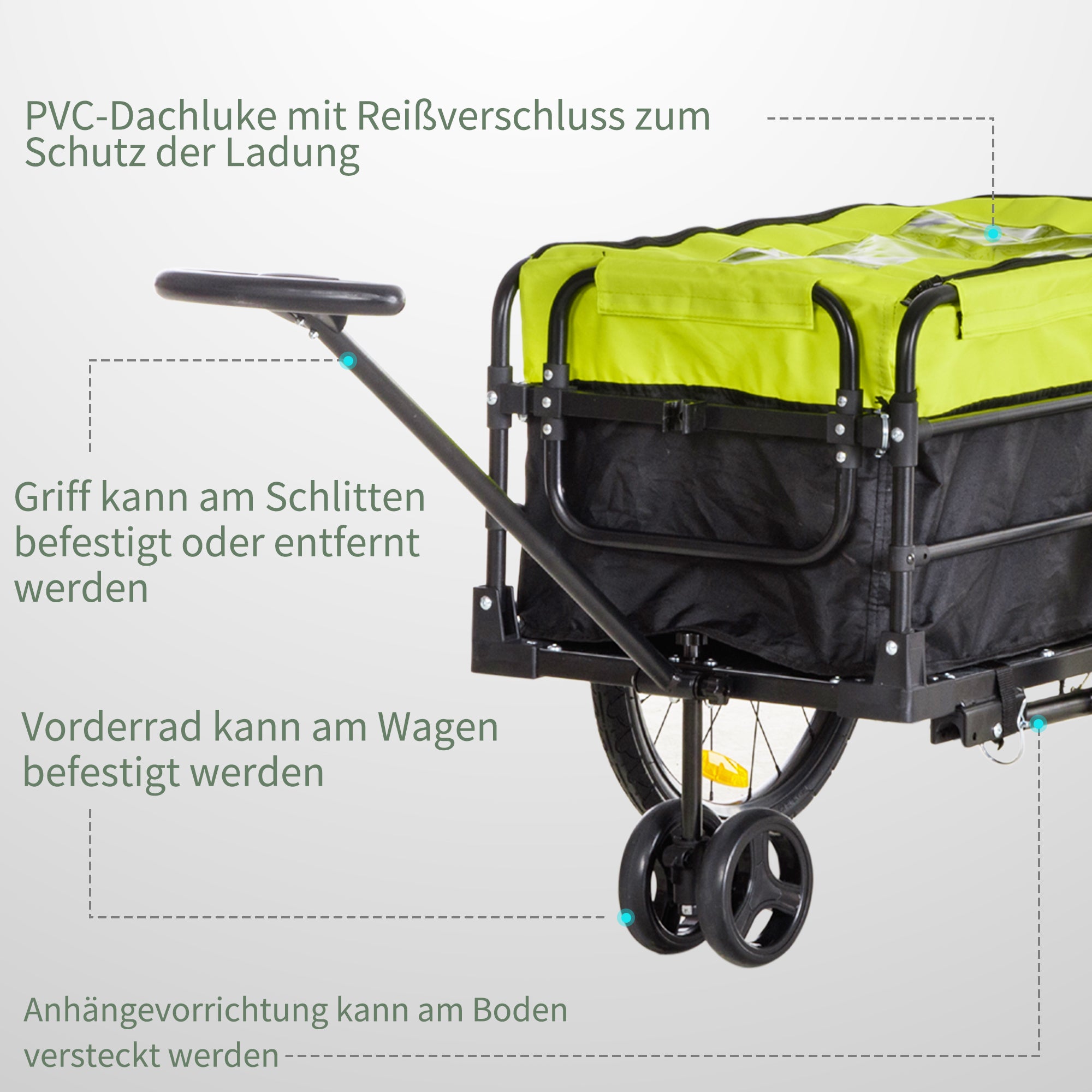 HOMCOM Lastenanhänger Bollerwagen 130 x 64 x 103 cm Stahl Schwarz+Gelb