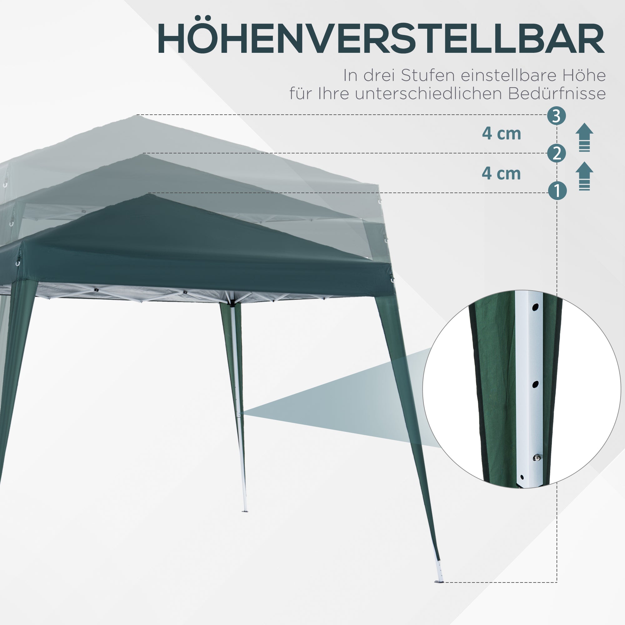 Outsunny Faltpavillon 2,4x2,4m Pavillon Faltzelt mit UV-Schutz, Partyzelt inkl. Tragetasche für Garten, Balkon, Stahl Grün