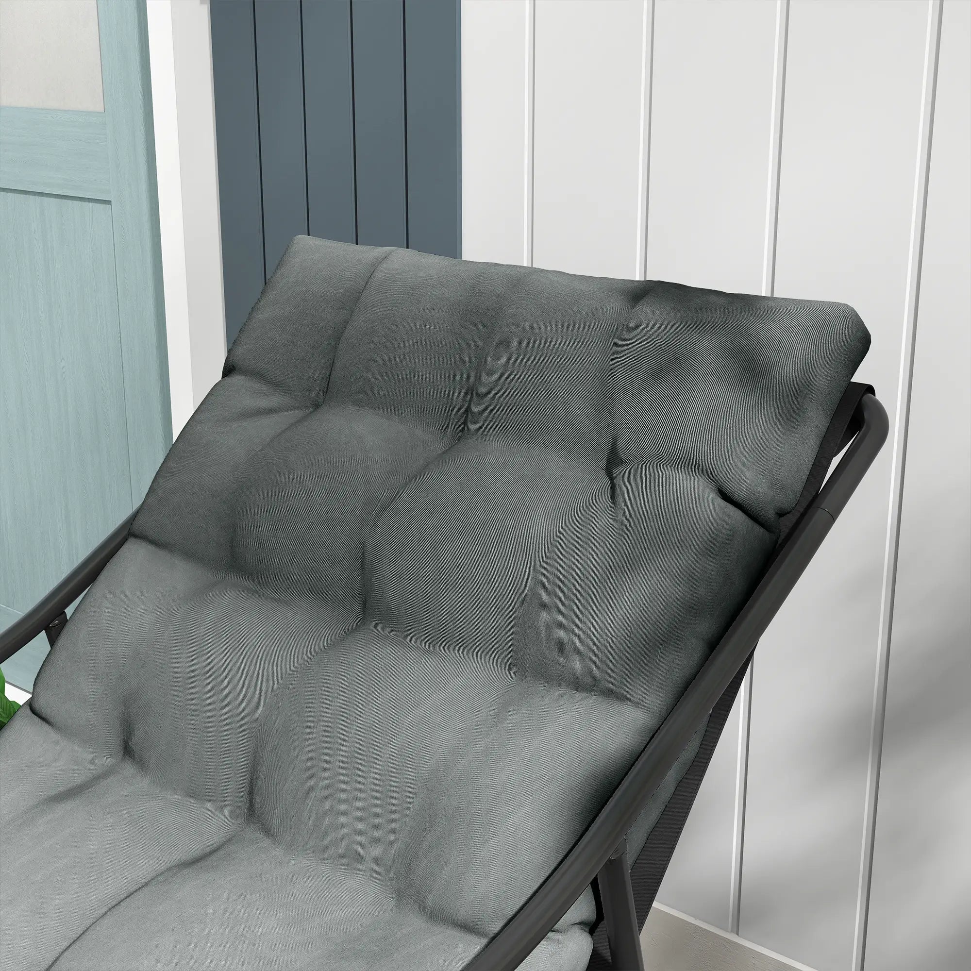 Bequemer Gartensessel mit Kissen & Armlehne, Grau
