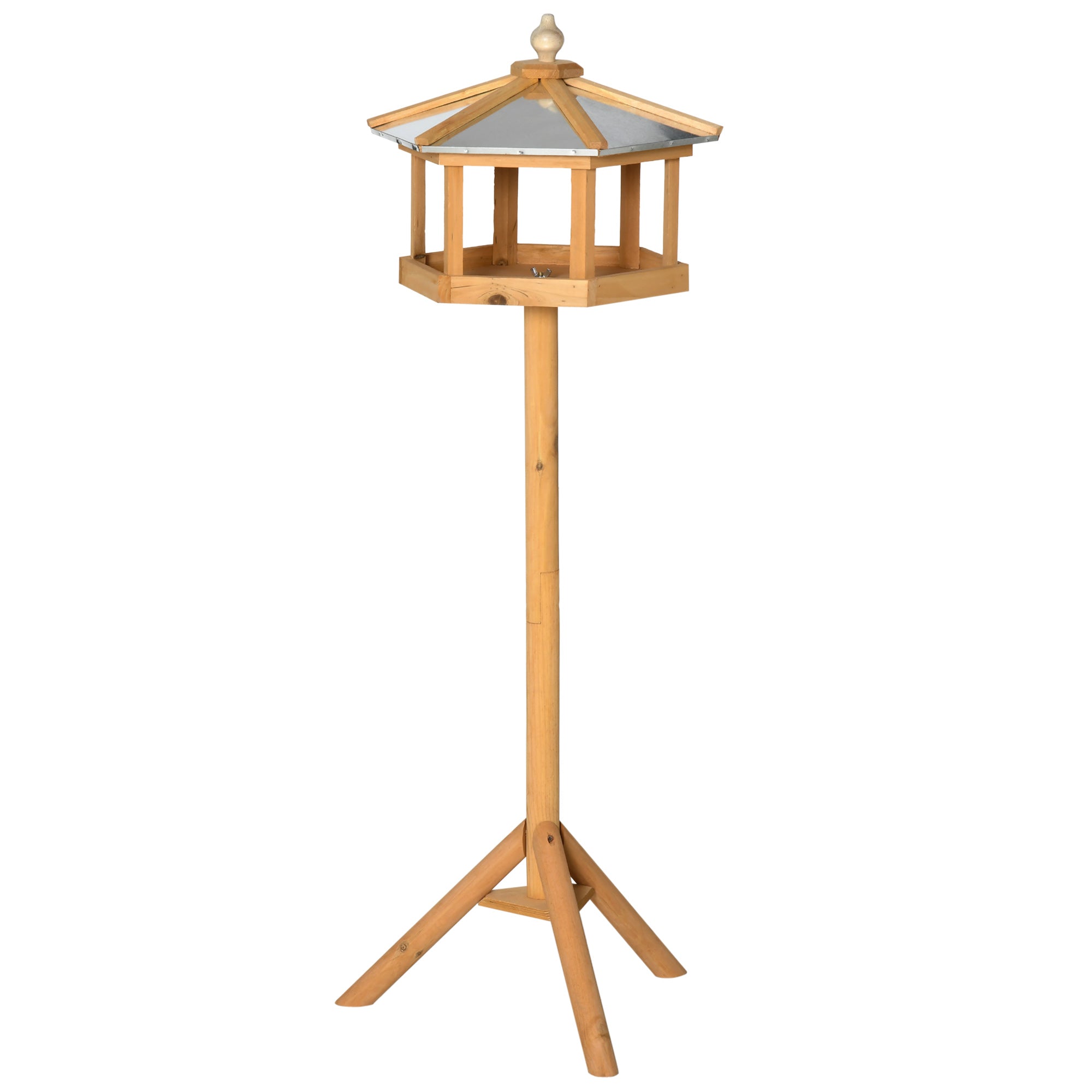 PawHut Vogelhaus mit Ständer wetterfestes Vogelfutterhaus mit wetterfestem Zinkdach Futterhaus aus Holz für Wildvögel 40 x 40 x 113 cm Gelb