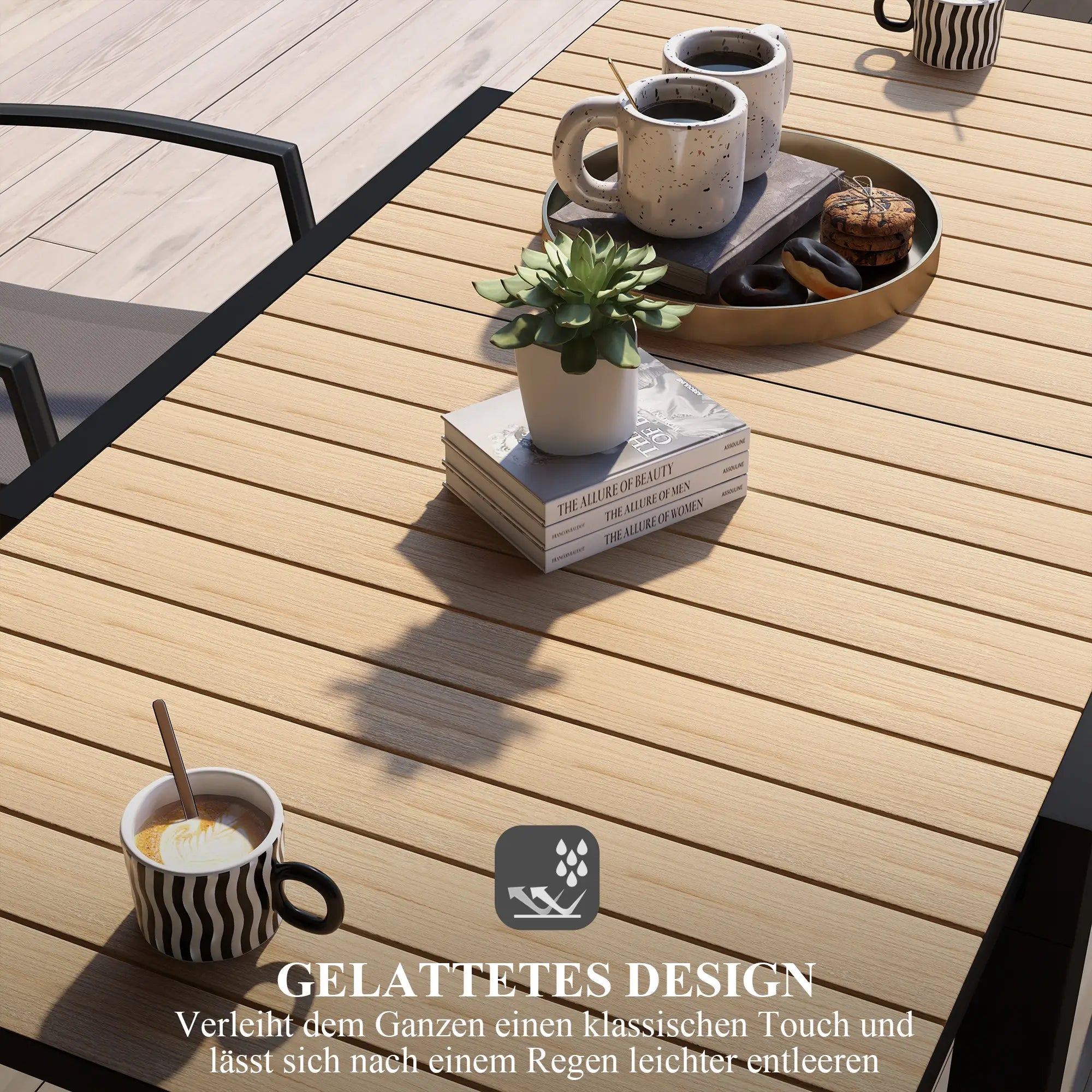 Outsunny Esstisch 81/162×80 cm Gelb