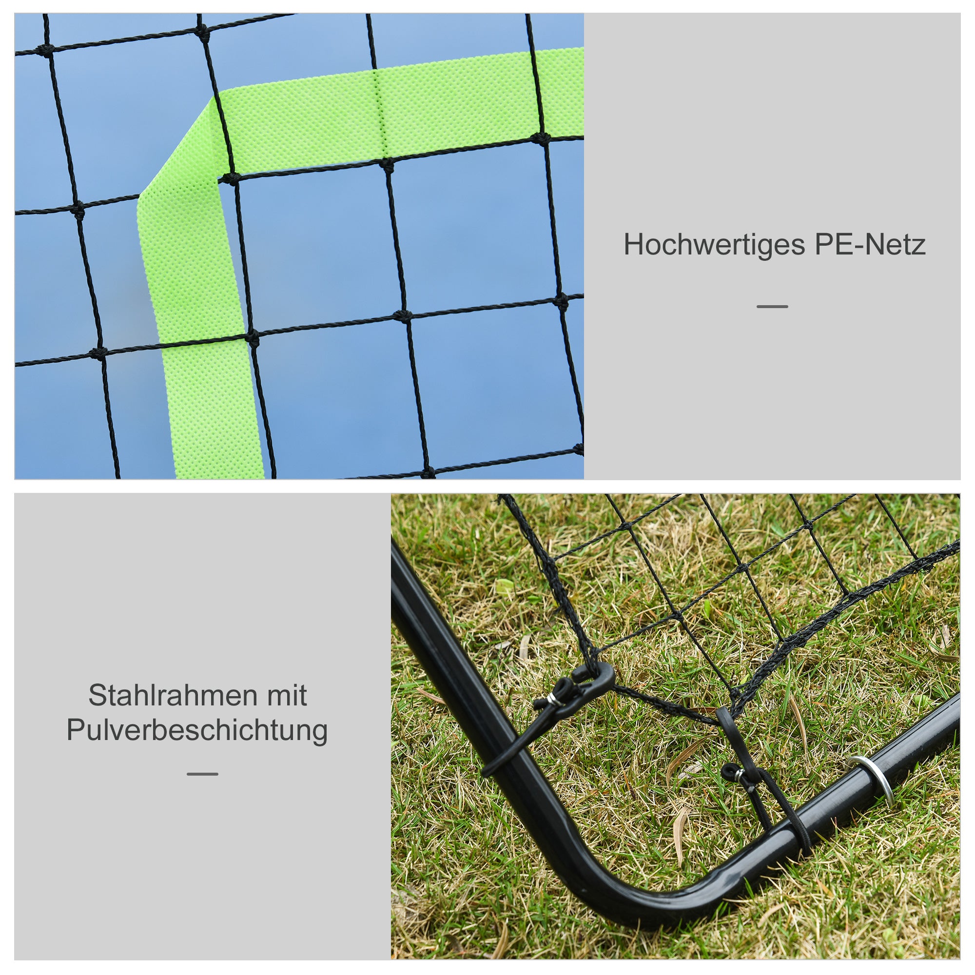 HOMCOM Rebounder für Fußball Prellwand Tragebar mit Schlag-Zone Rebound Netz Kickback Rückprallwand Prellwand für Baseball Basketball Fußballtor für Kinder und Jugendliche Training 75x126cm, Schwarz