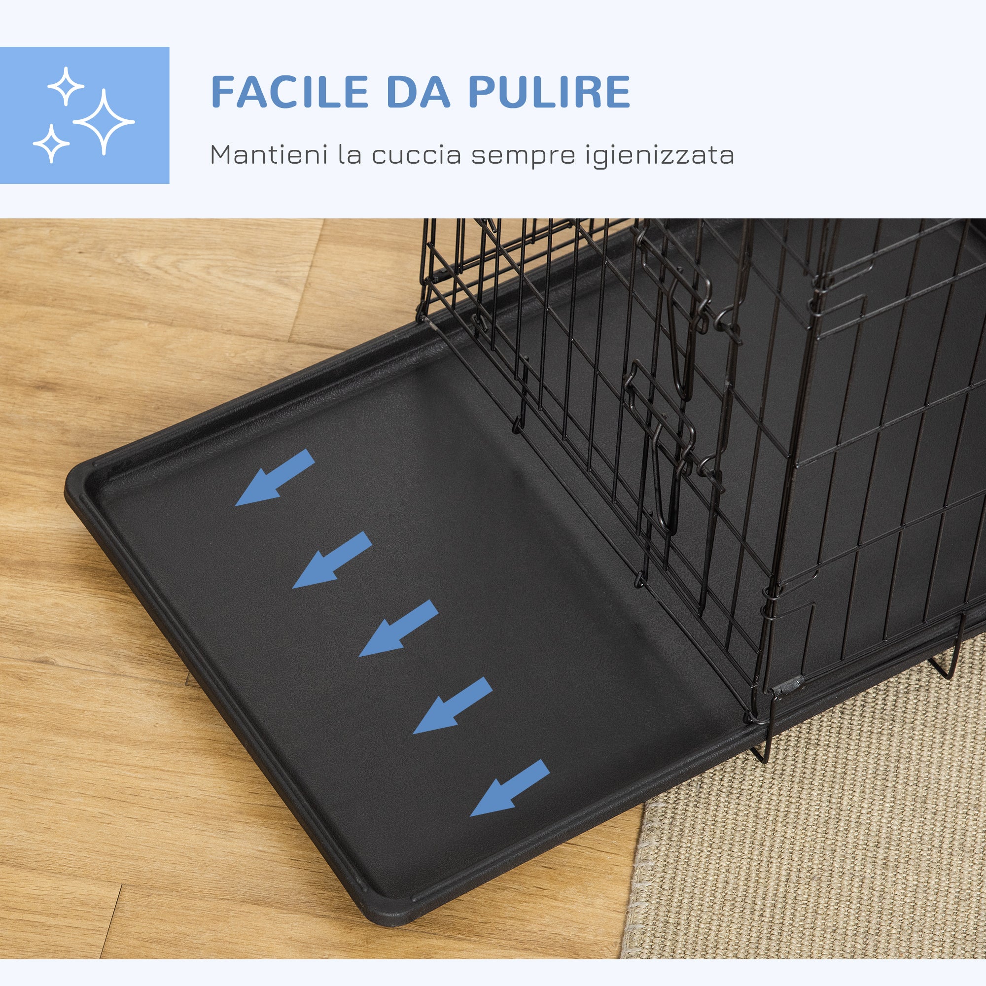 PawHut Hundekäfig, Transportkäfig, Drahtkäfig, herausnehmbare Bodenwanne, Schwarz