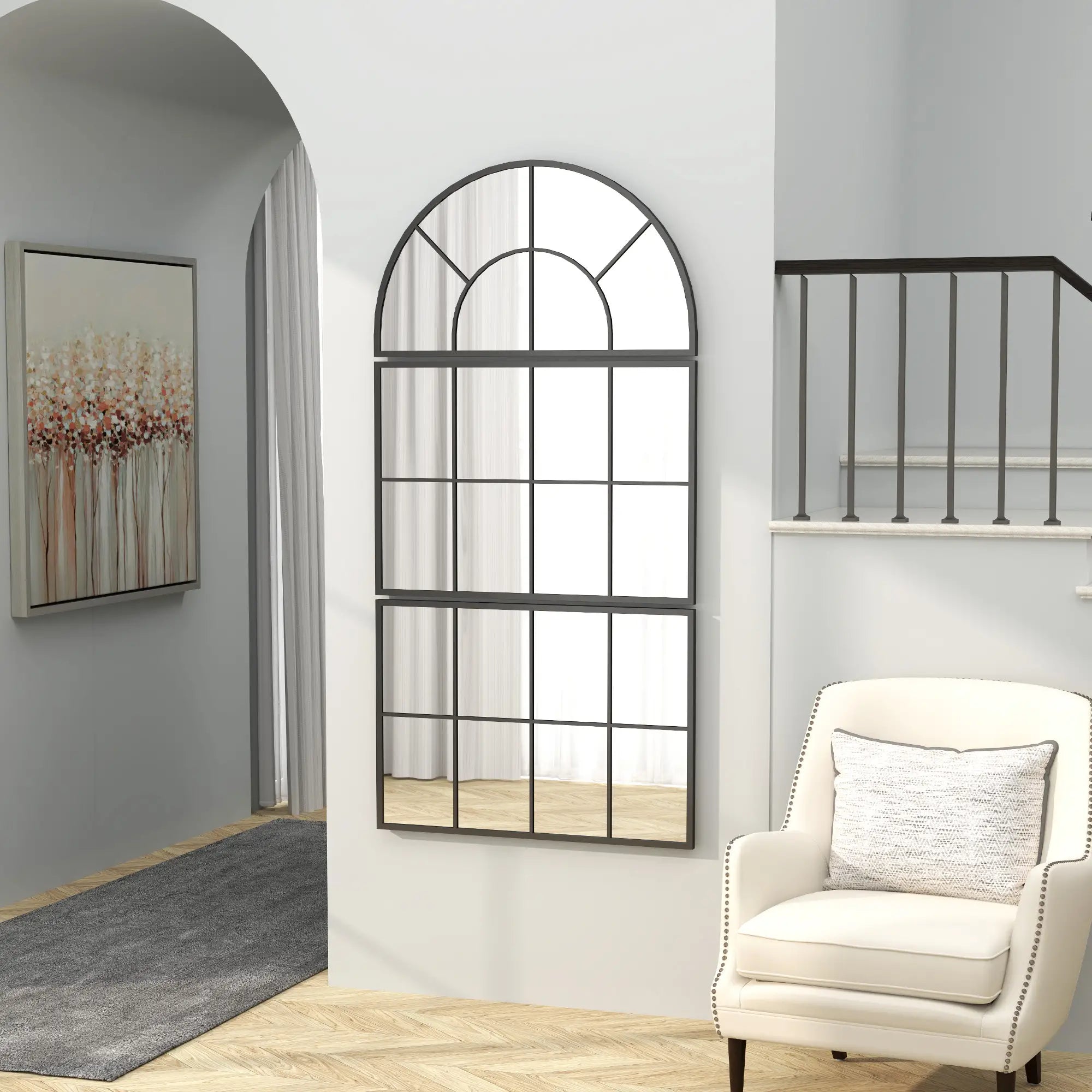 HOMCOM Wandspiegel 3-teilig Fensterdesign klare Reflexion