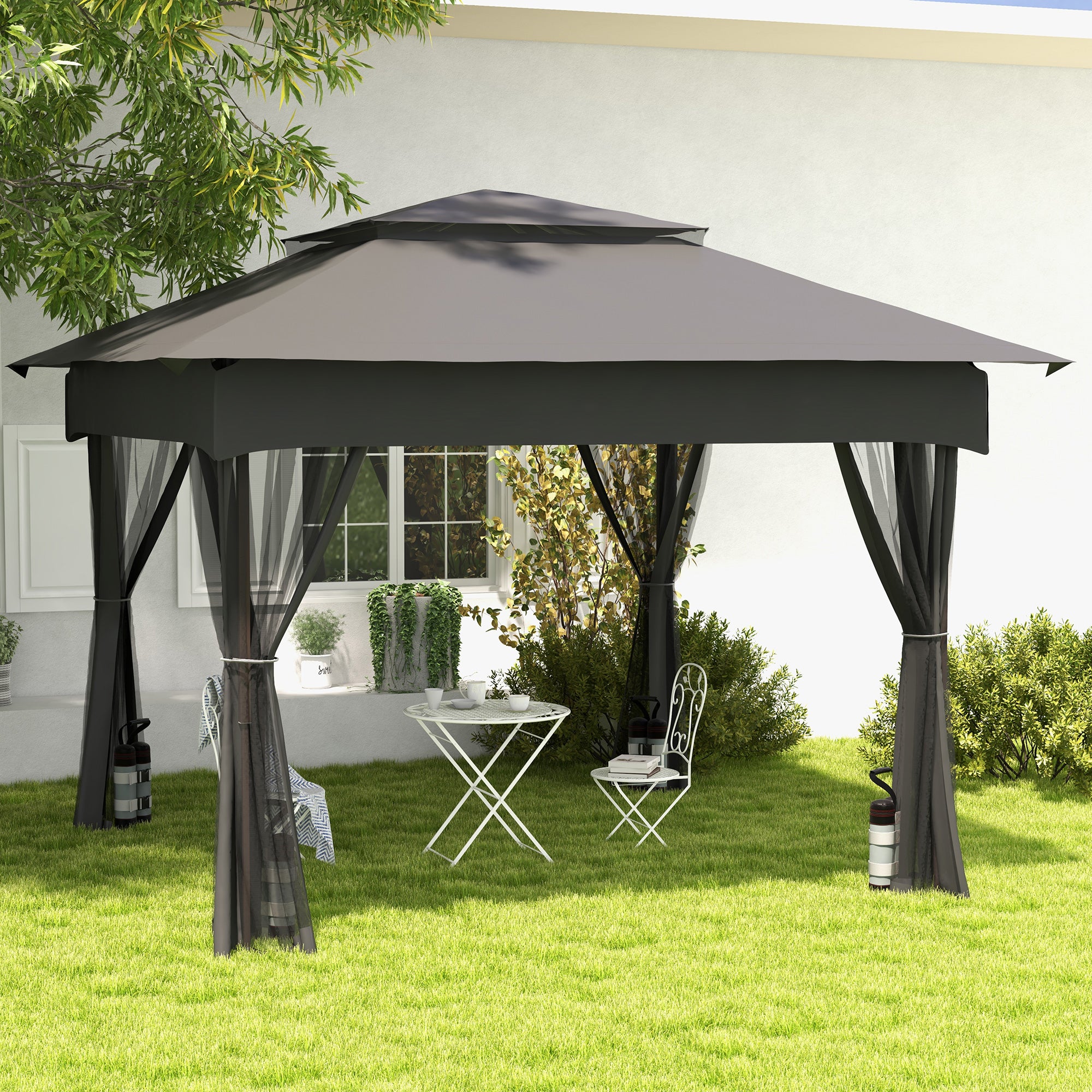 Pavillon Sandsäcke 4er Set, mit Griff, Grau/Schwarz