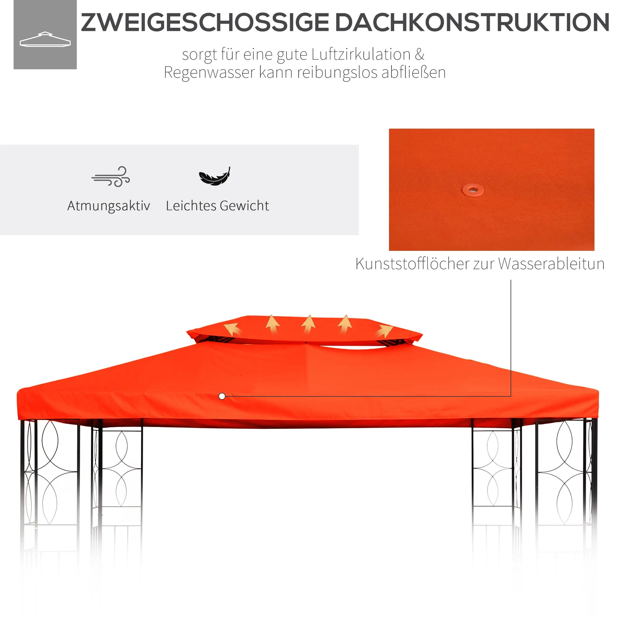 Outsunny Ersatzdach für Gartenpavillons 3x4m Polyester Kaffee