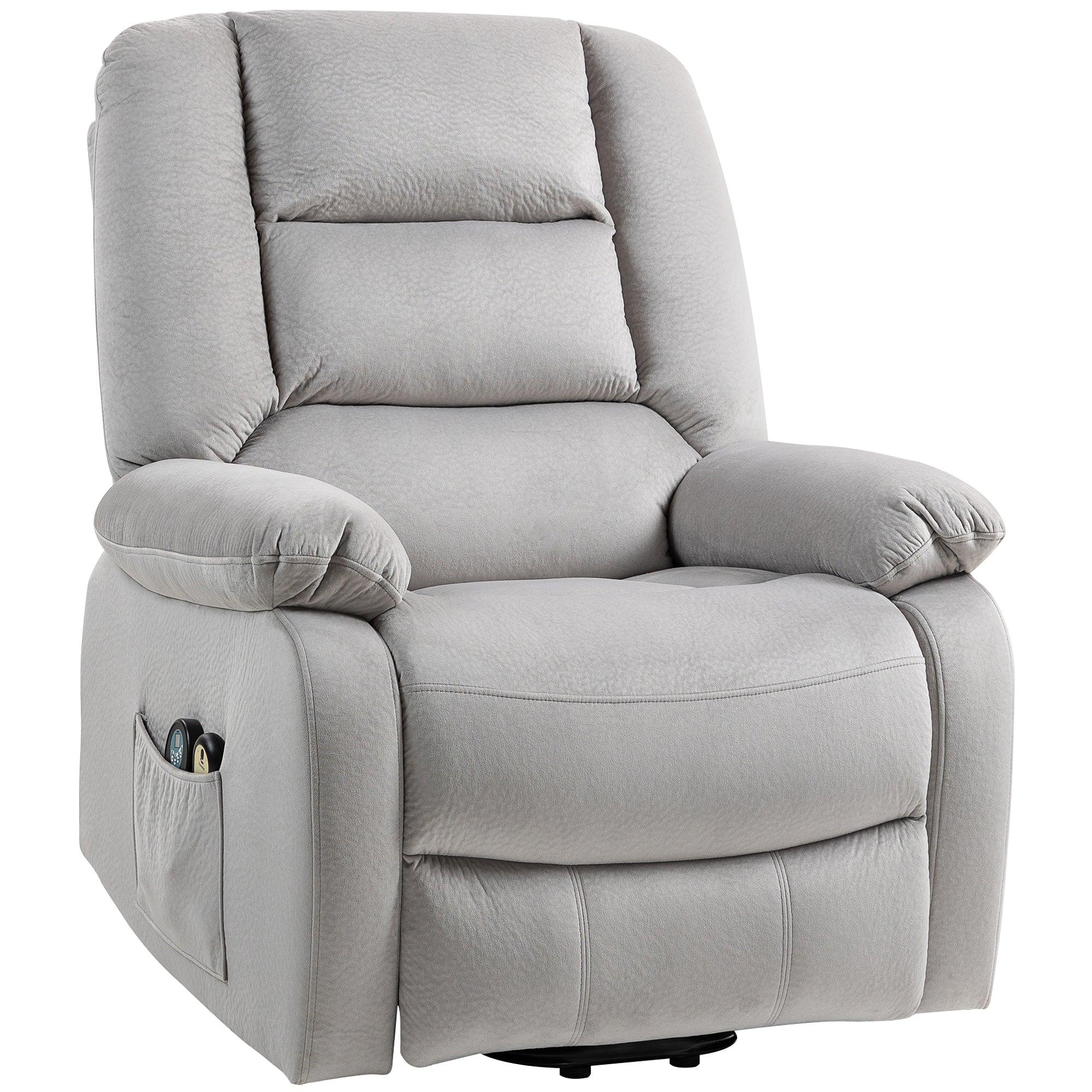 HOMCOM Aufstehsessel mit Massagefunktion, 90x93x110cm, Hellgrau
