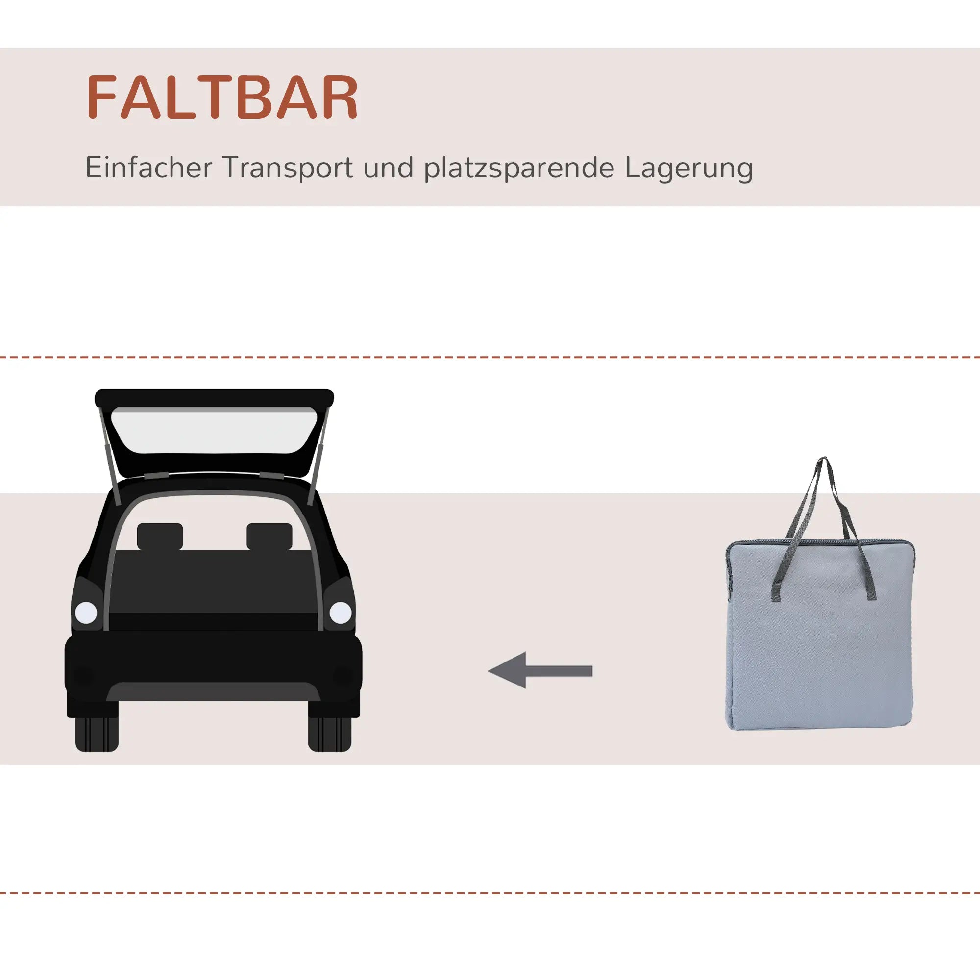 PawHut Auto Hundetasche faltbar mit Netzfenster und Seitenfächern