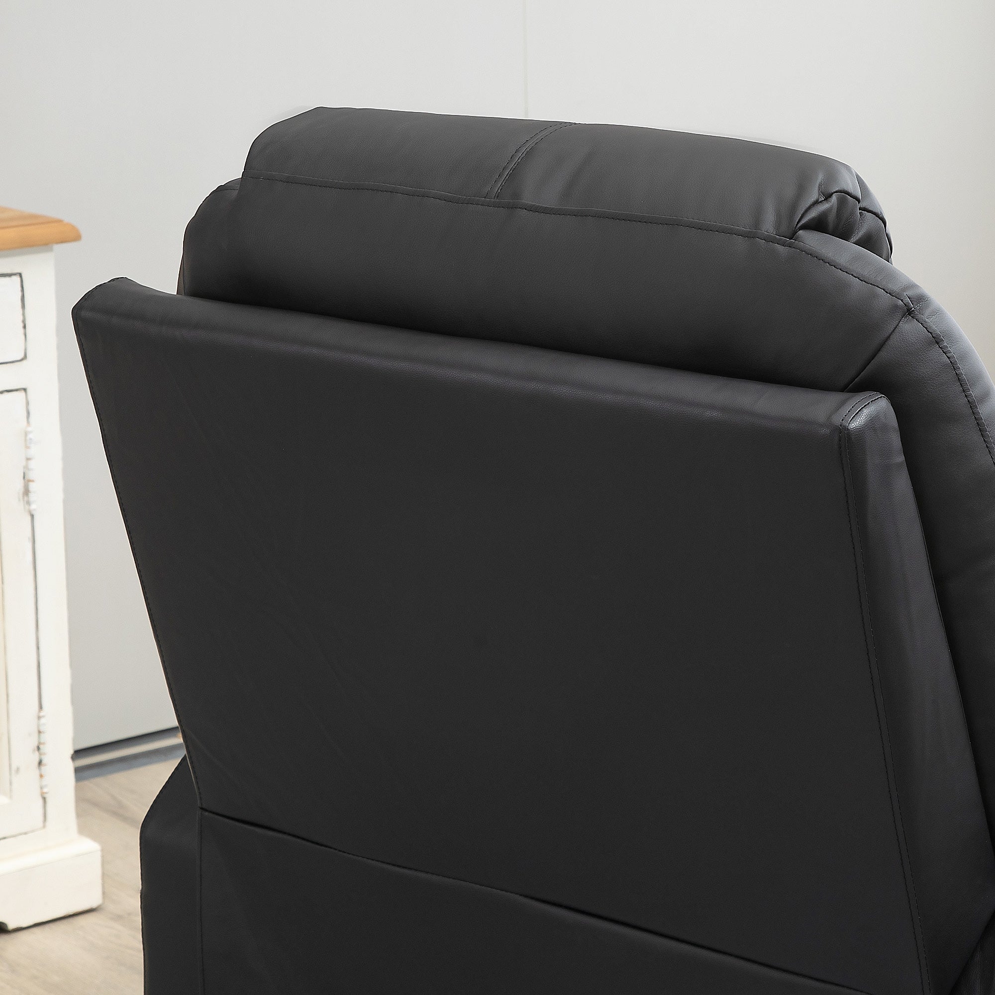 HOMCOM Aufstehsessel, Massagesessel, neigbare Rücklehne, 8 Massagemodi, elegantes Kunstleder, schwarz, 88 x 99 x 106cm