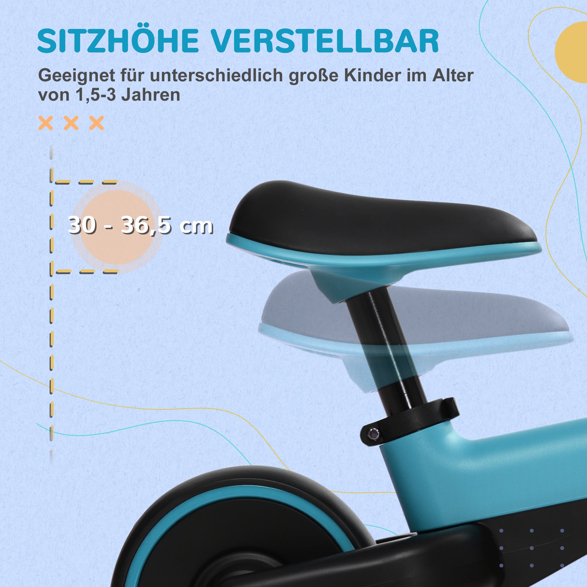 AIYAPLAY Laufrad für Kinder 1,5-3 Jahre, Leichtbau: nur 3,5 kg, höhenverstellbarer Sitz, Metallrahmen, Blau