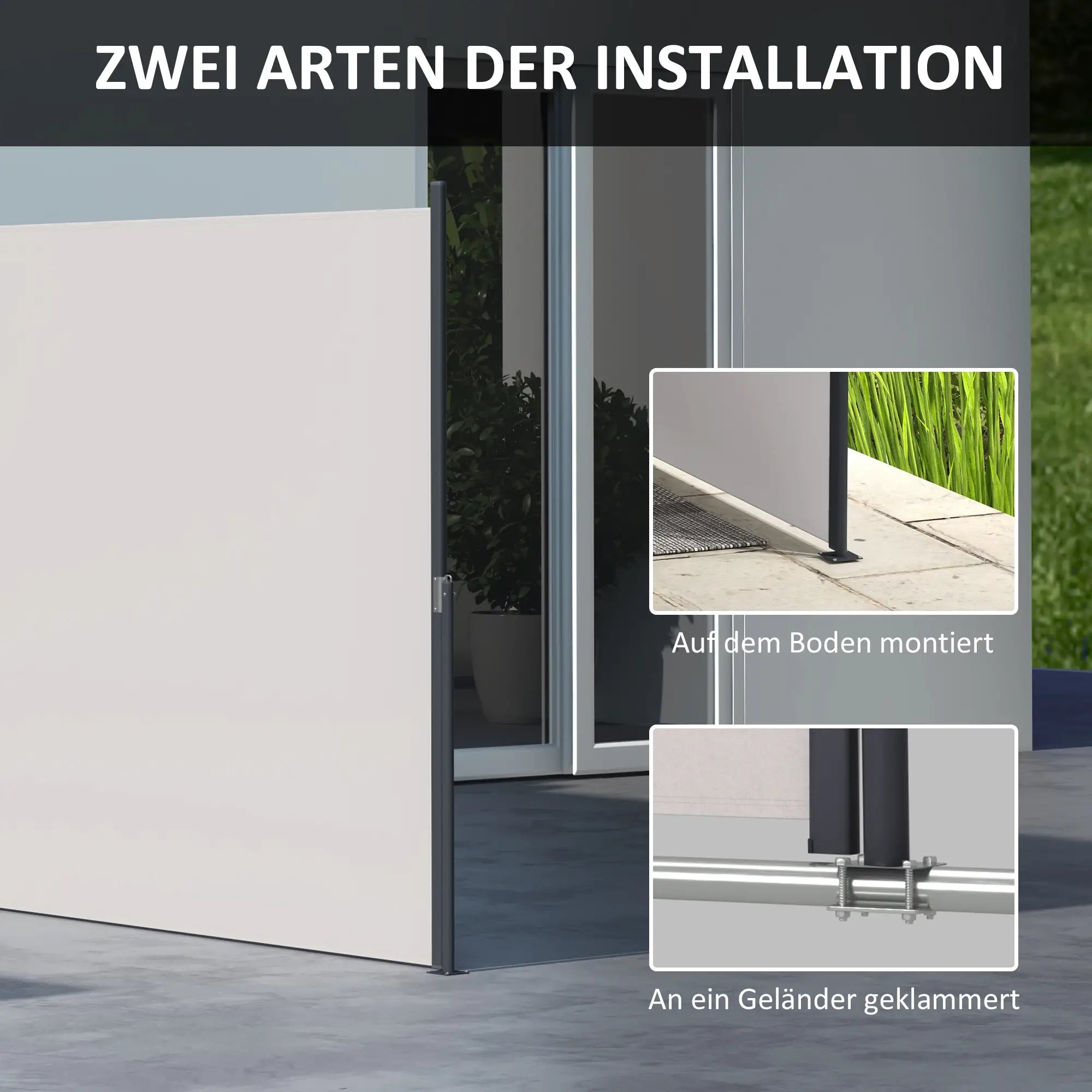 Outsunny Seitenmarkise 300×140 cm Hellgrau