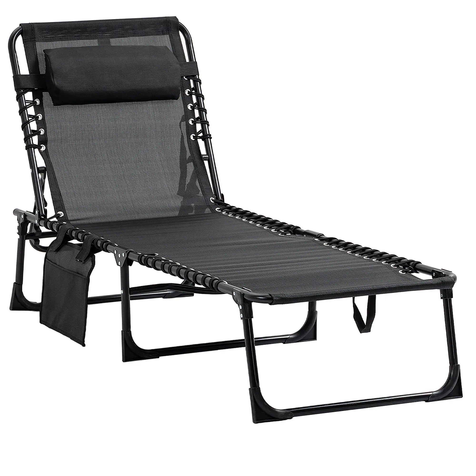 Outsunny klappbare Sonnenliege 185x58x30?cm Schwarz